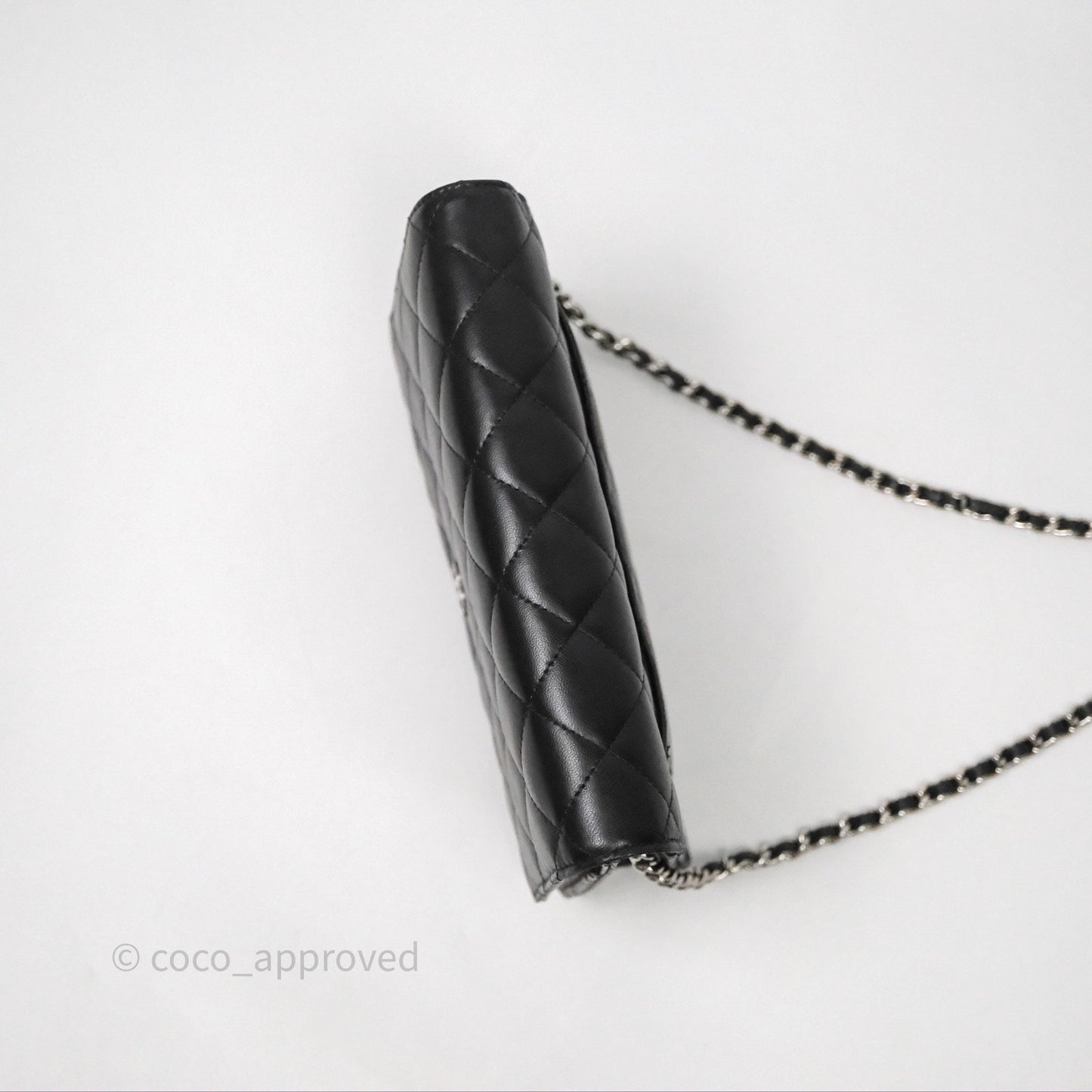 Chanel Quilted WOC Black Lambskin Silver Hardware