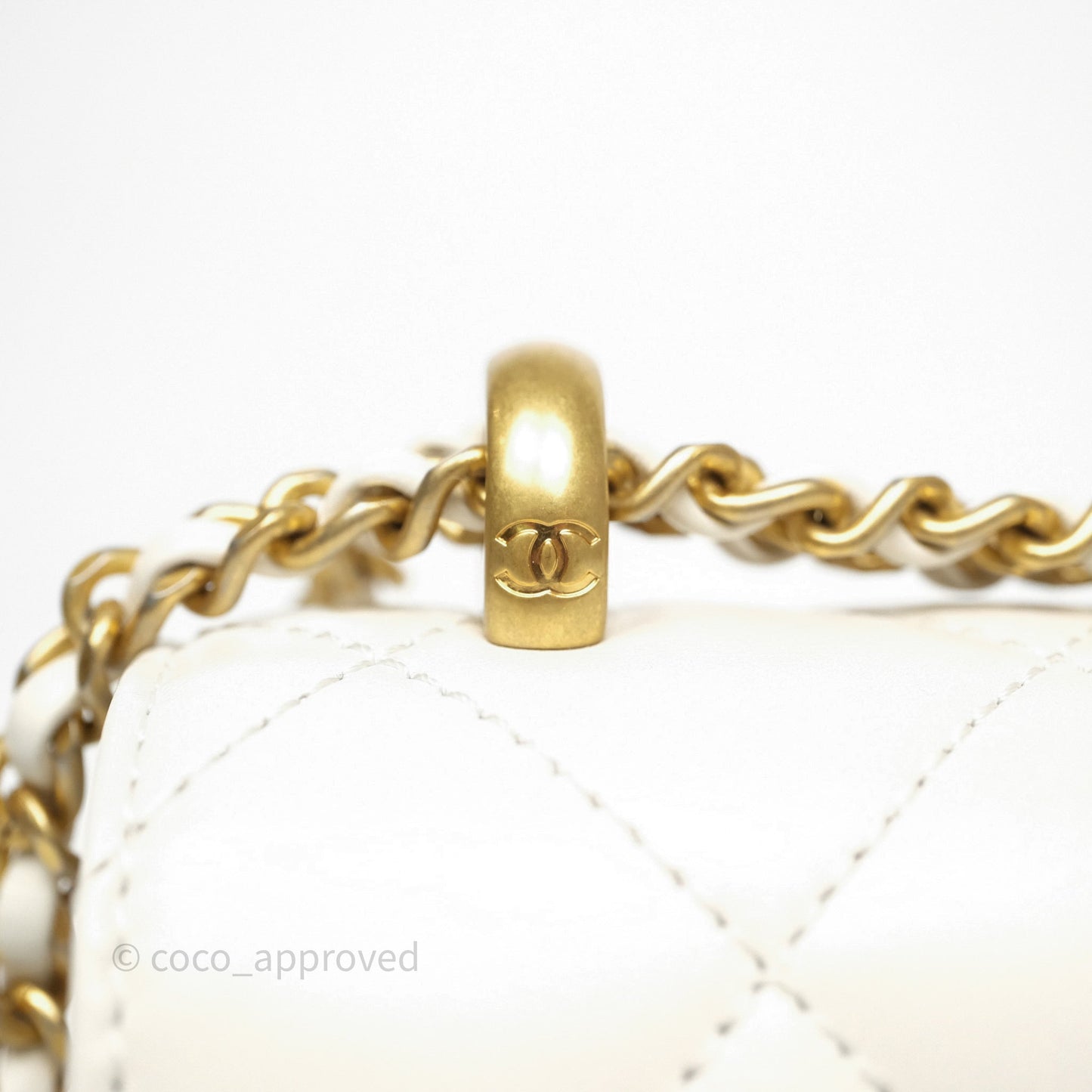 Chanel Quilted Mini Perfect Fit Adjustable White Calfskin Gold Hardware