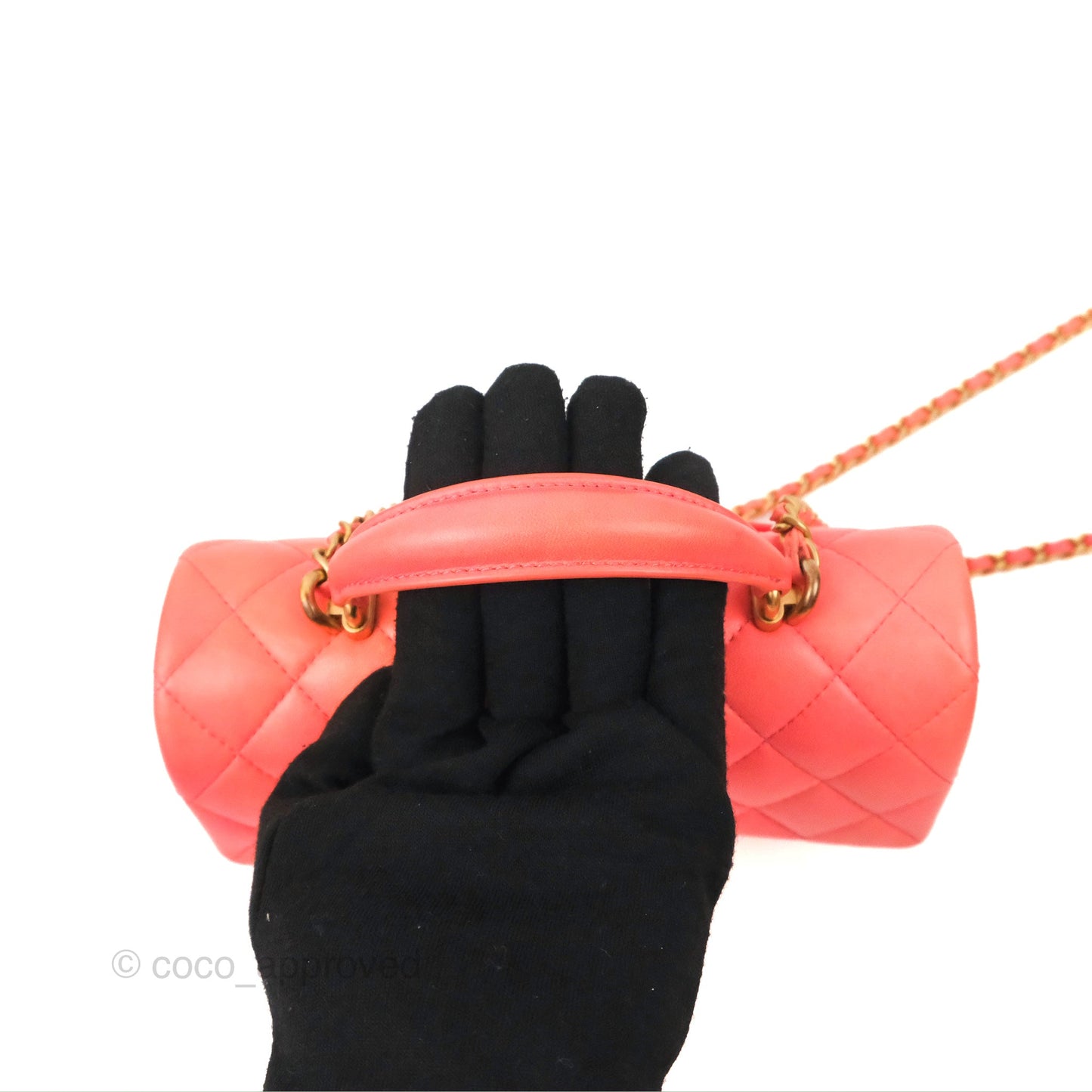 Chanel Top Handle Mini Rectangular Flap Pink Orange Ombre Lambskin Gold Hardware
