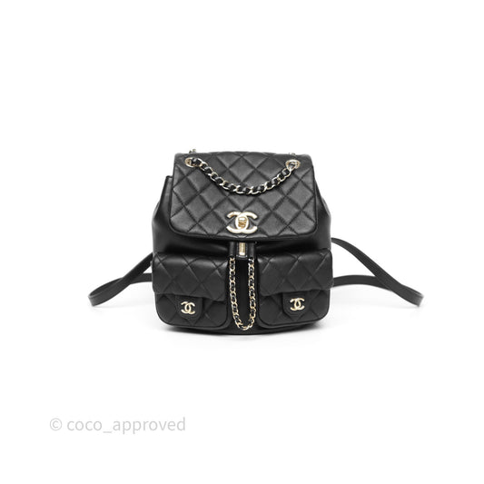 Chanel Duma Backpack Medium Black Calfskin Gold Hardware