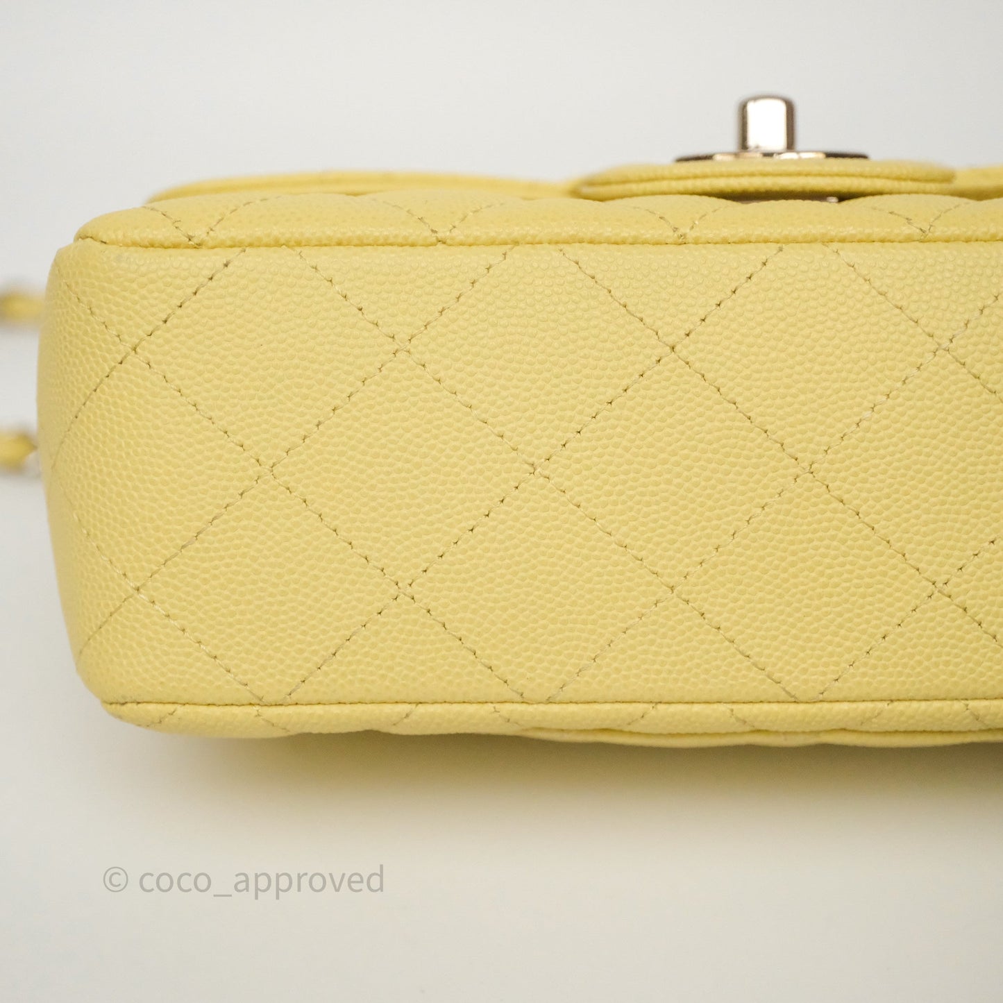 Chanel Mini Rectangular Quilted Yellow Caviar Silver Hardware