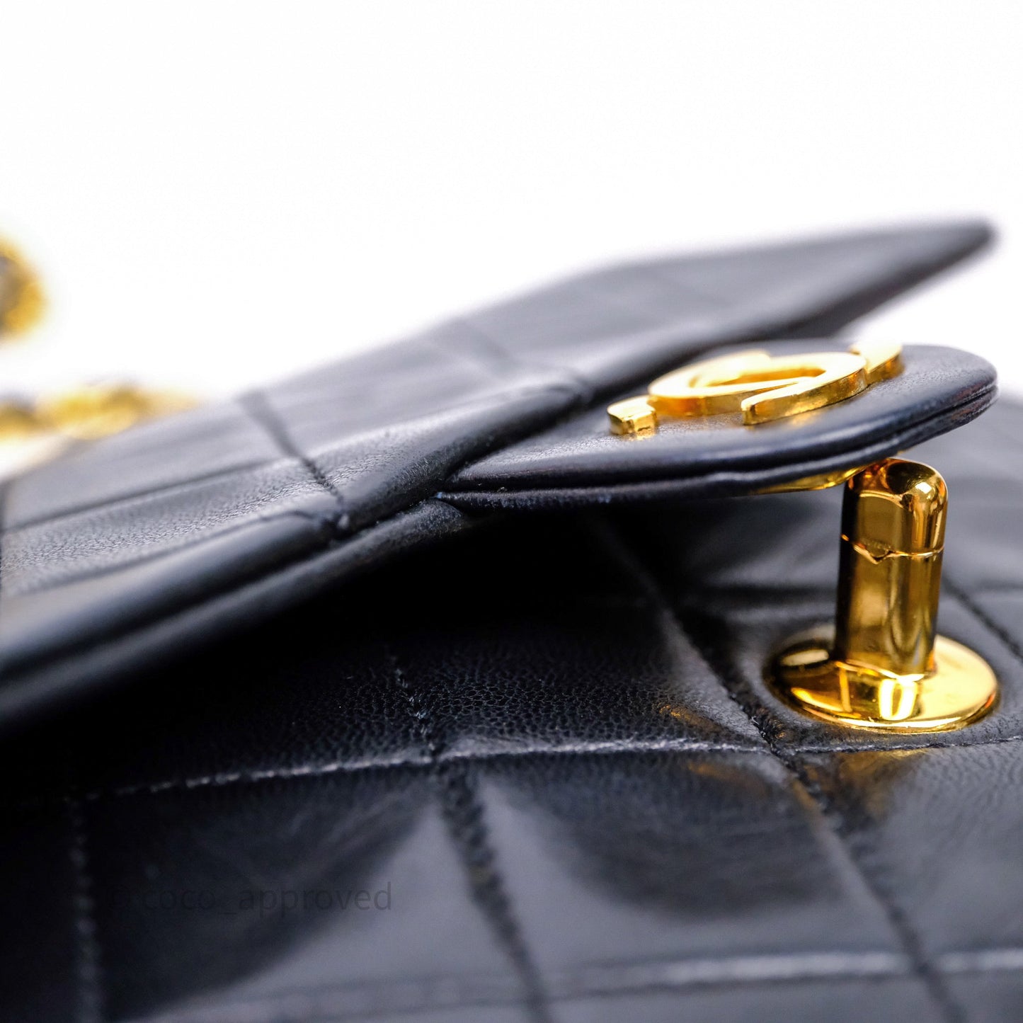 Chanel Vintage Square Flap Bag Black Lambskin 24K Gold Hardware