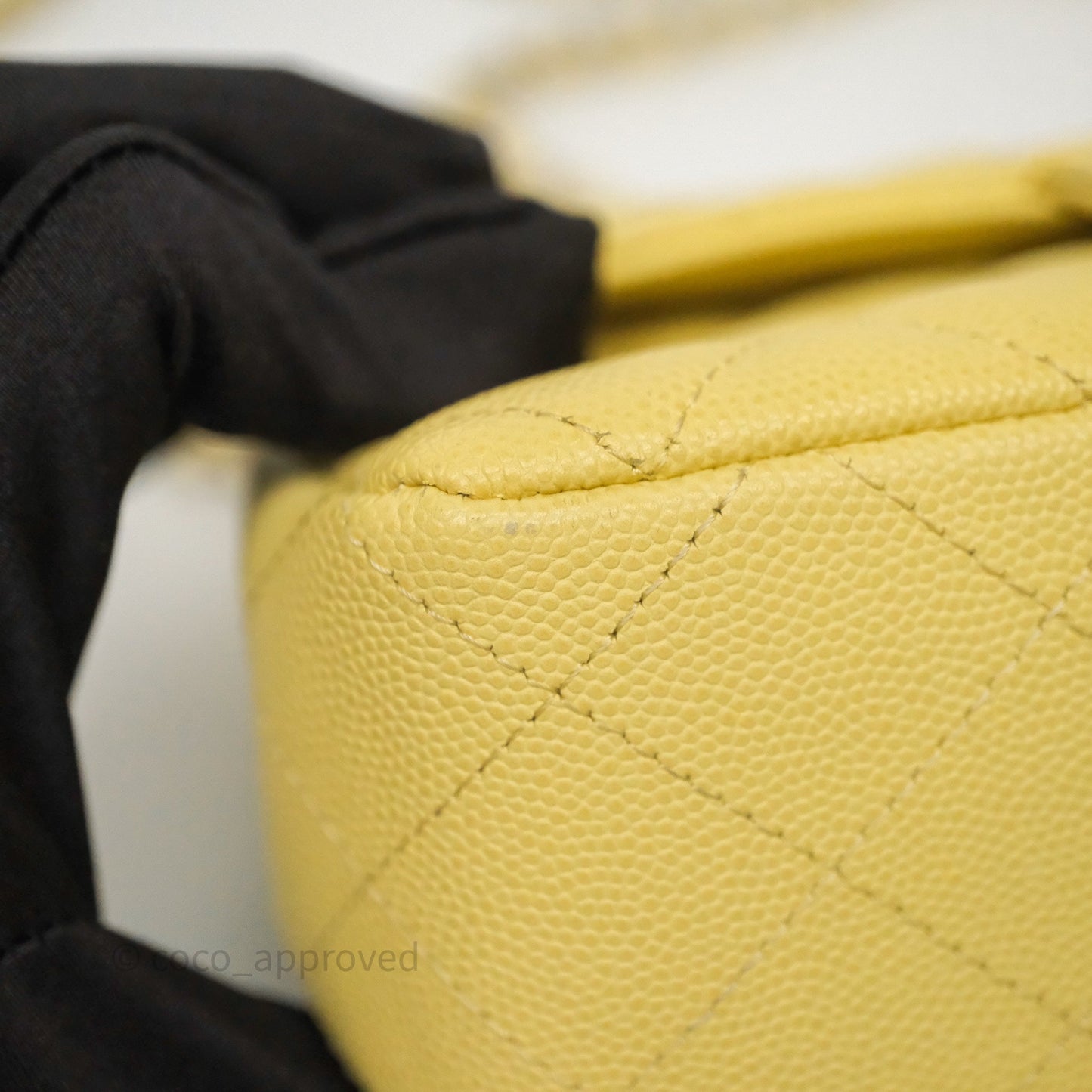 Chanel Mini Rectangular Quilted Yellow Caviar Silver Hardware