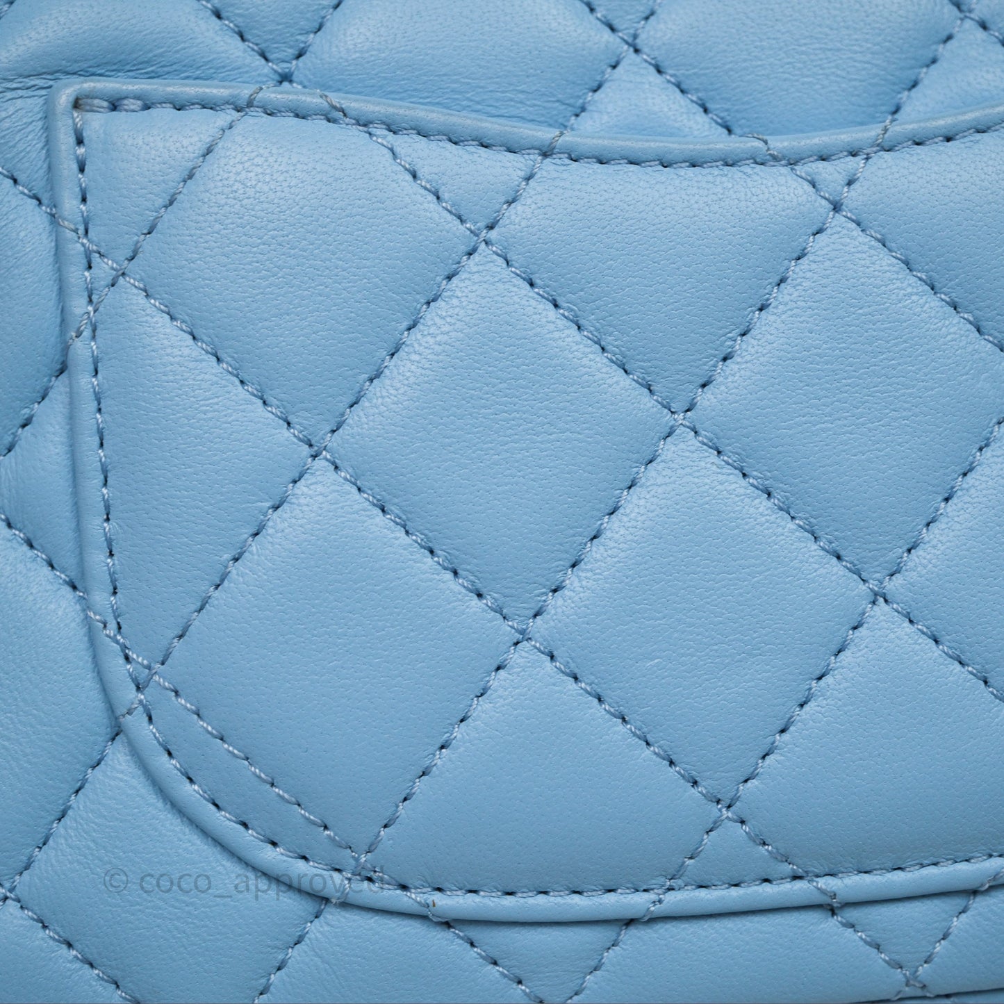 Chanel Mini Rectangular Pearl Crush Quilted Blue Lambskin Aged Gold Hardware