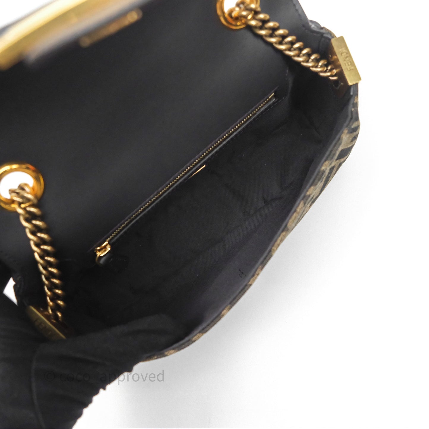 Fendi Baguette Chain Midi Bag Zucca Canvas