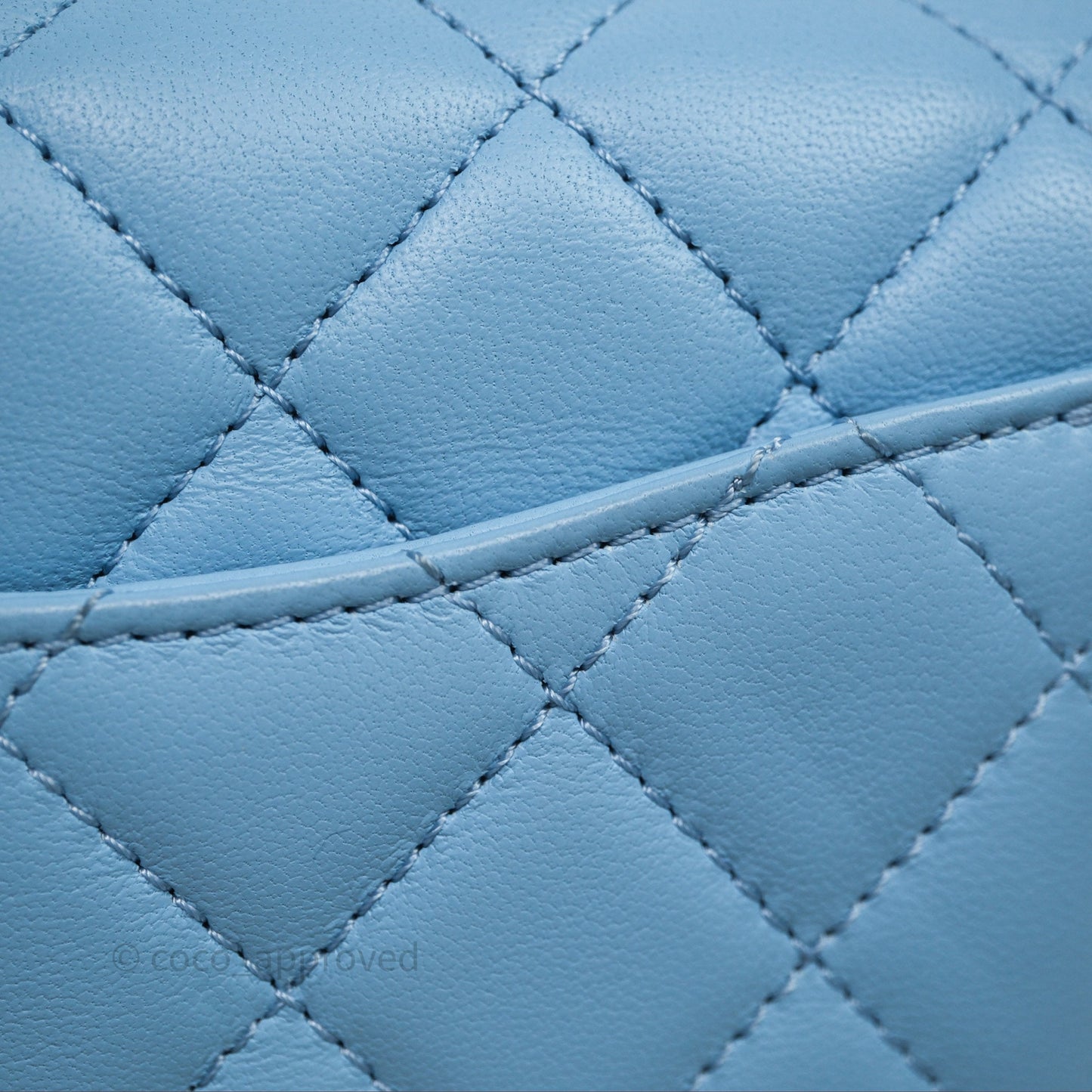 Chanel Mini Rectangular Pearl Crush Quilted Blue Lambskin Aged Gold Hardware