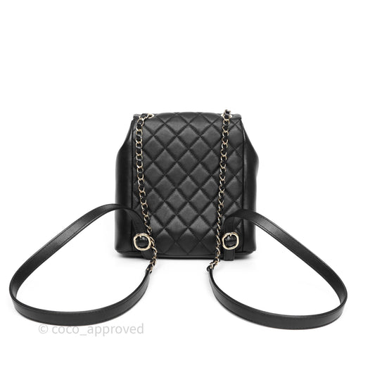 Chanel Duma Backpack Medium Black Calfskin Gold Hardware