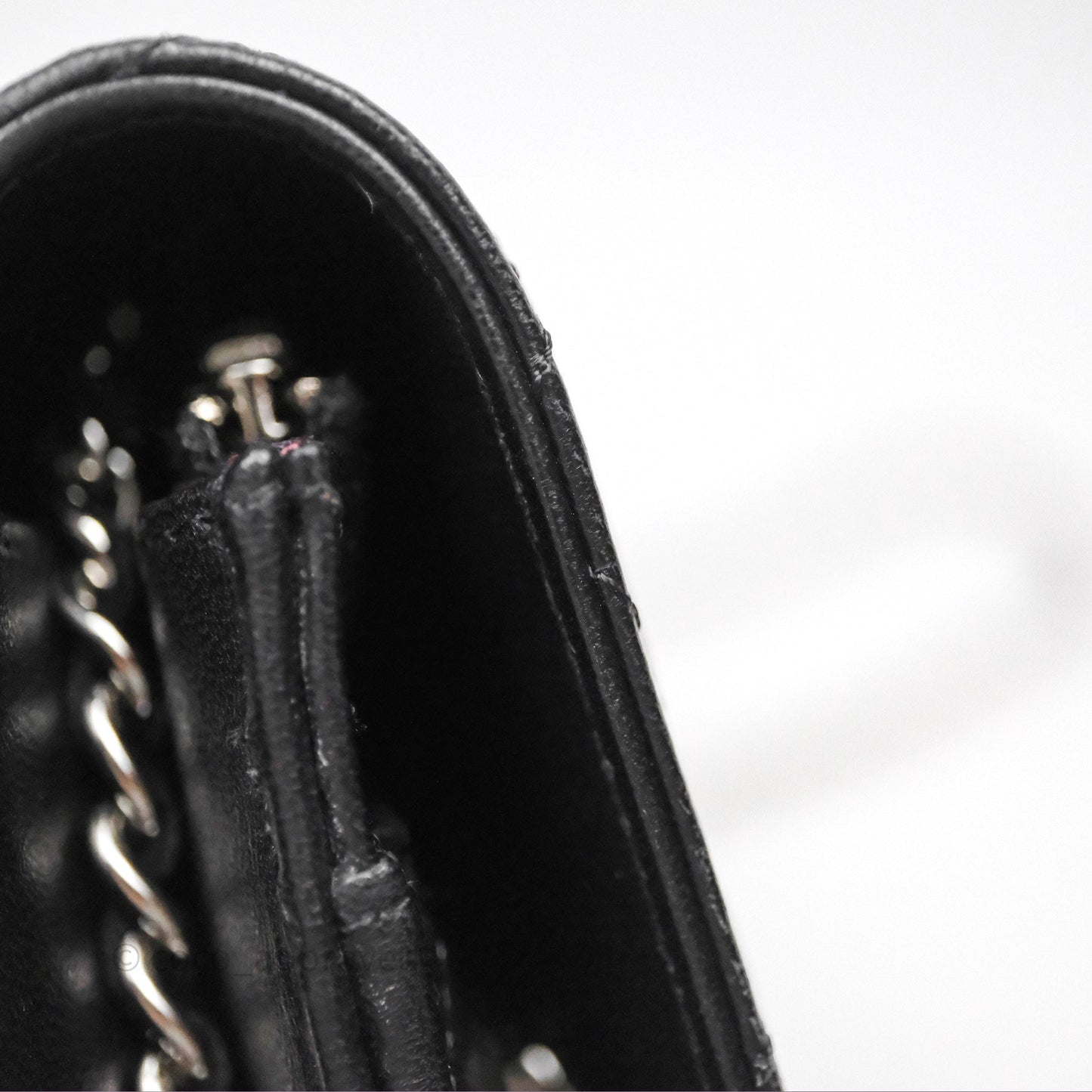 Chanel Quilted WOC Black Lambskin Silver Hardware