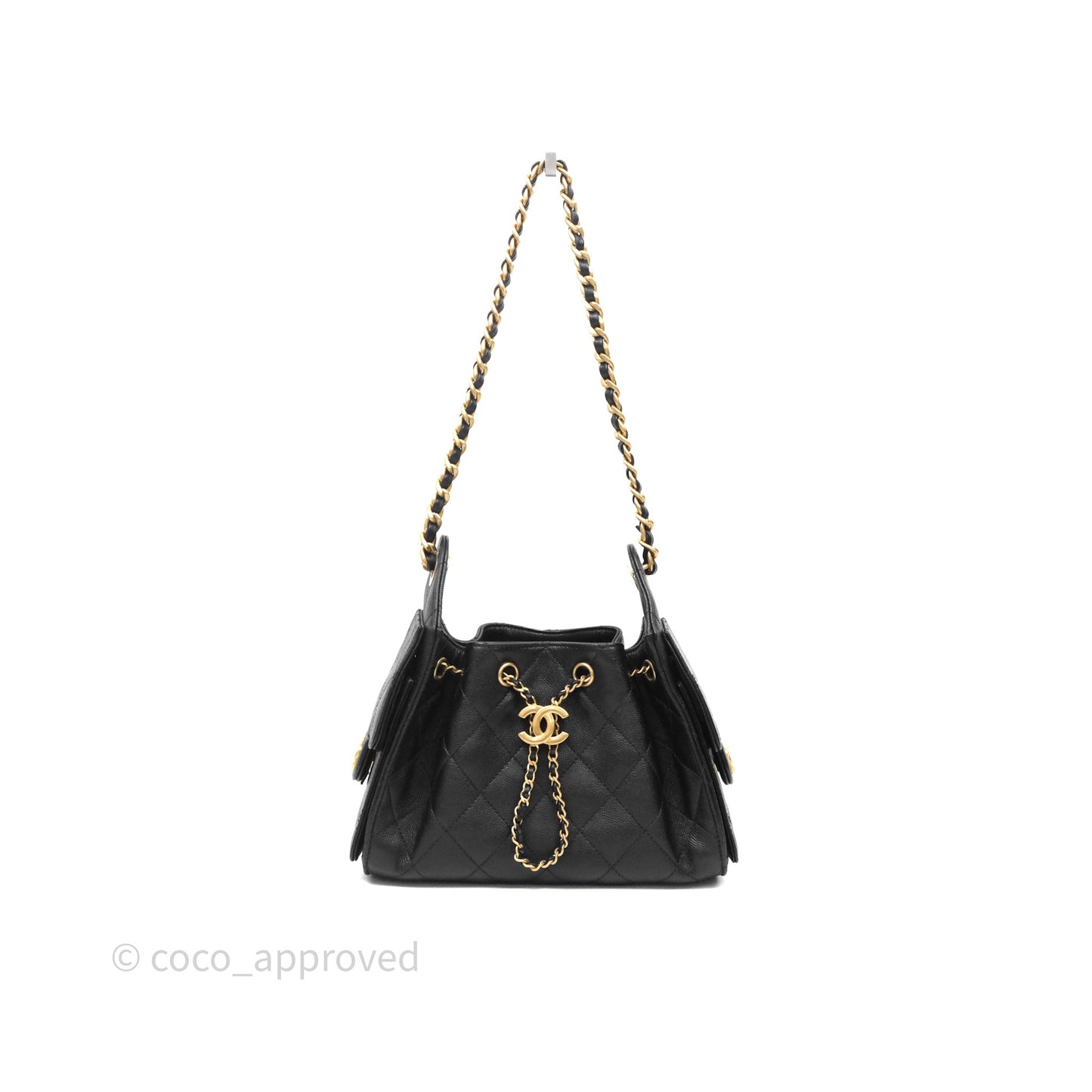 Chanel 25 Mini Black Caviar Aged Gold Hardware