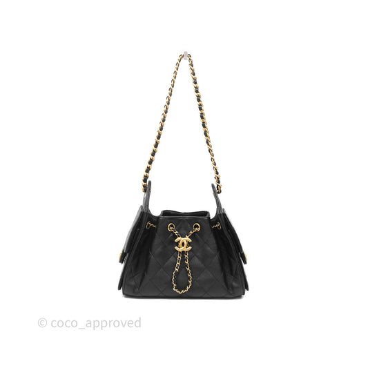 Chanel 25 Mini Black Caviar Aged Gold Hardware