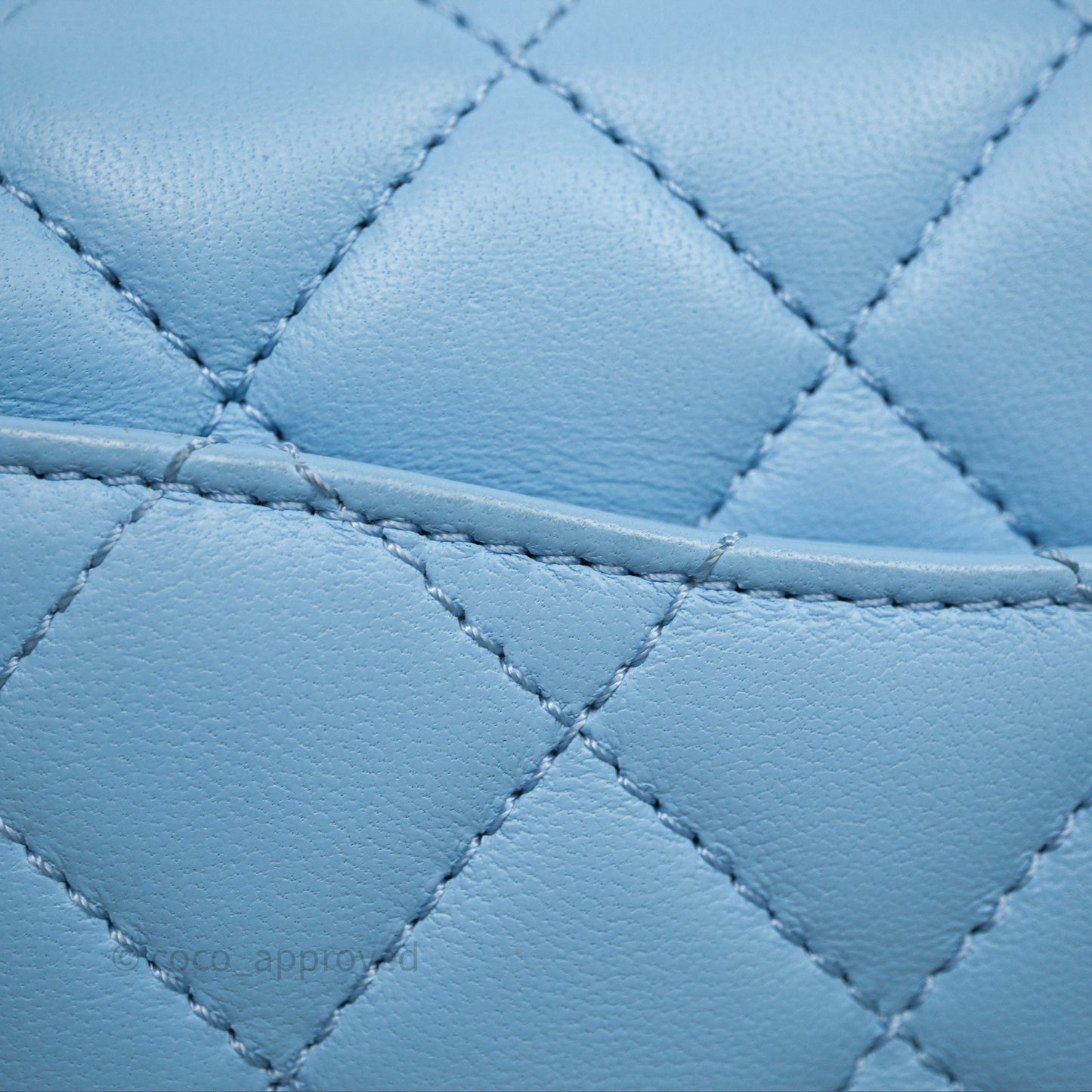 Chanel Mini Rectangular Pearl Crush Quilted Blue Lambskin Aged Gold Hardware