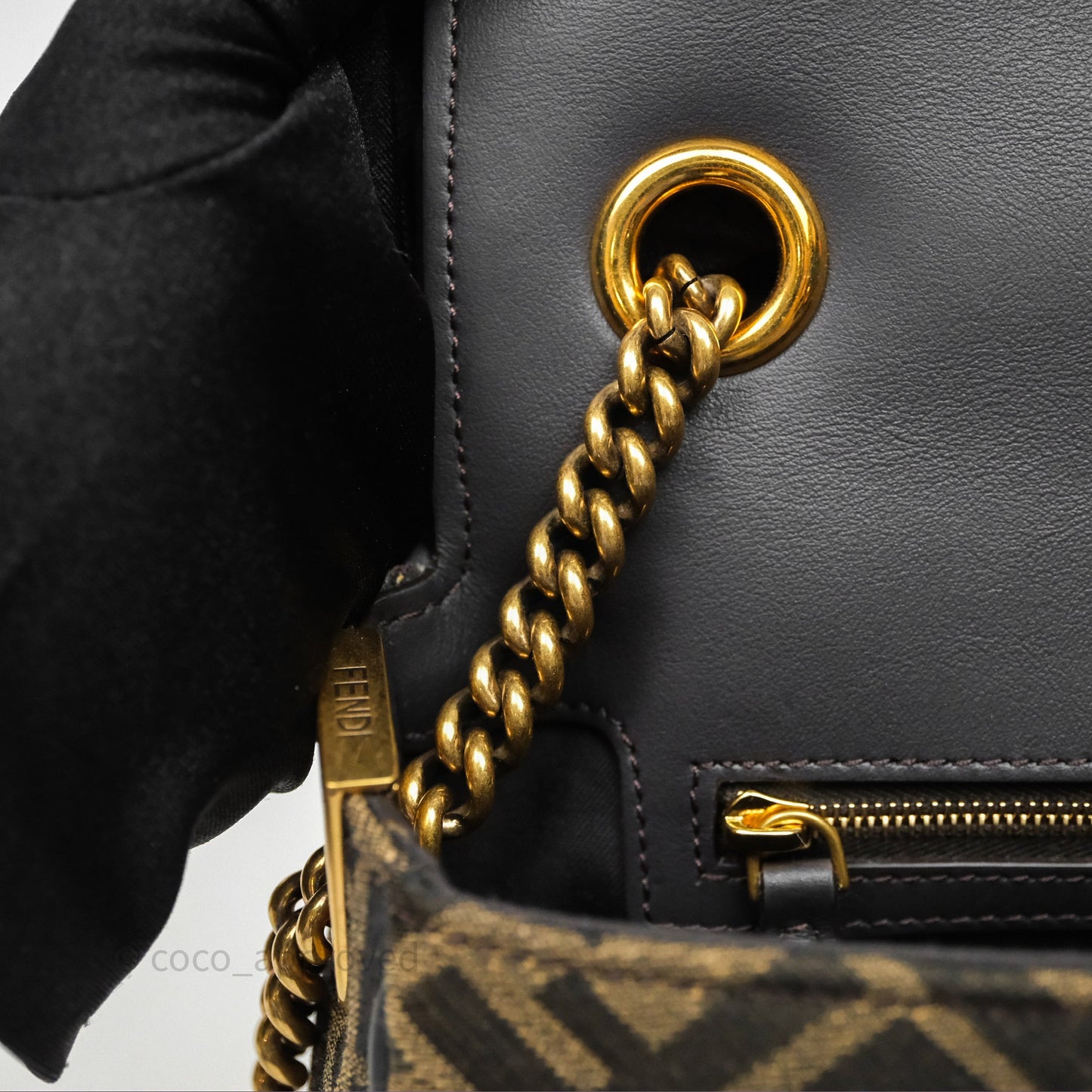 Fendi Baguette Chain Midi Bag Zucca Canvas