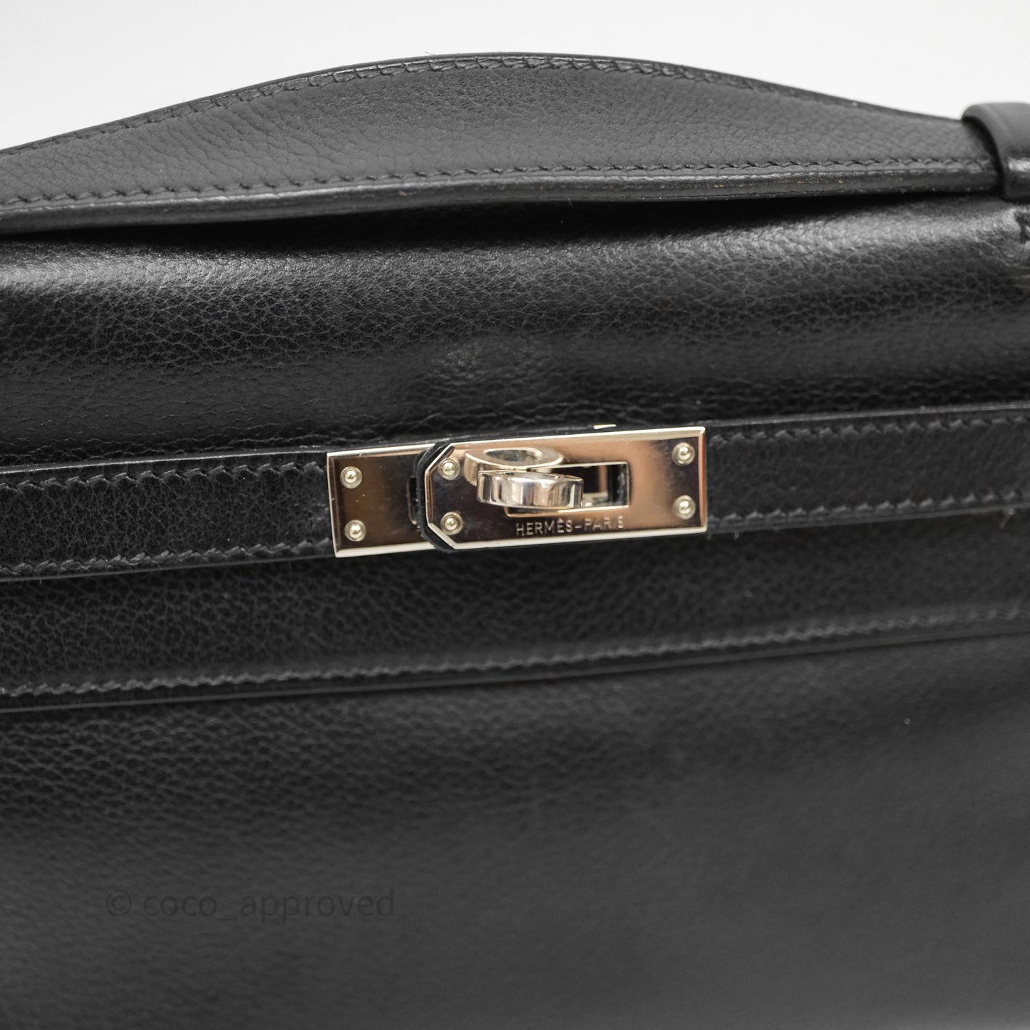 Hermès Kelly Pochette Clutch Black Swift Palladium Hardware