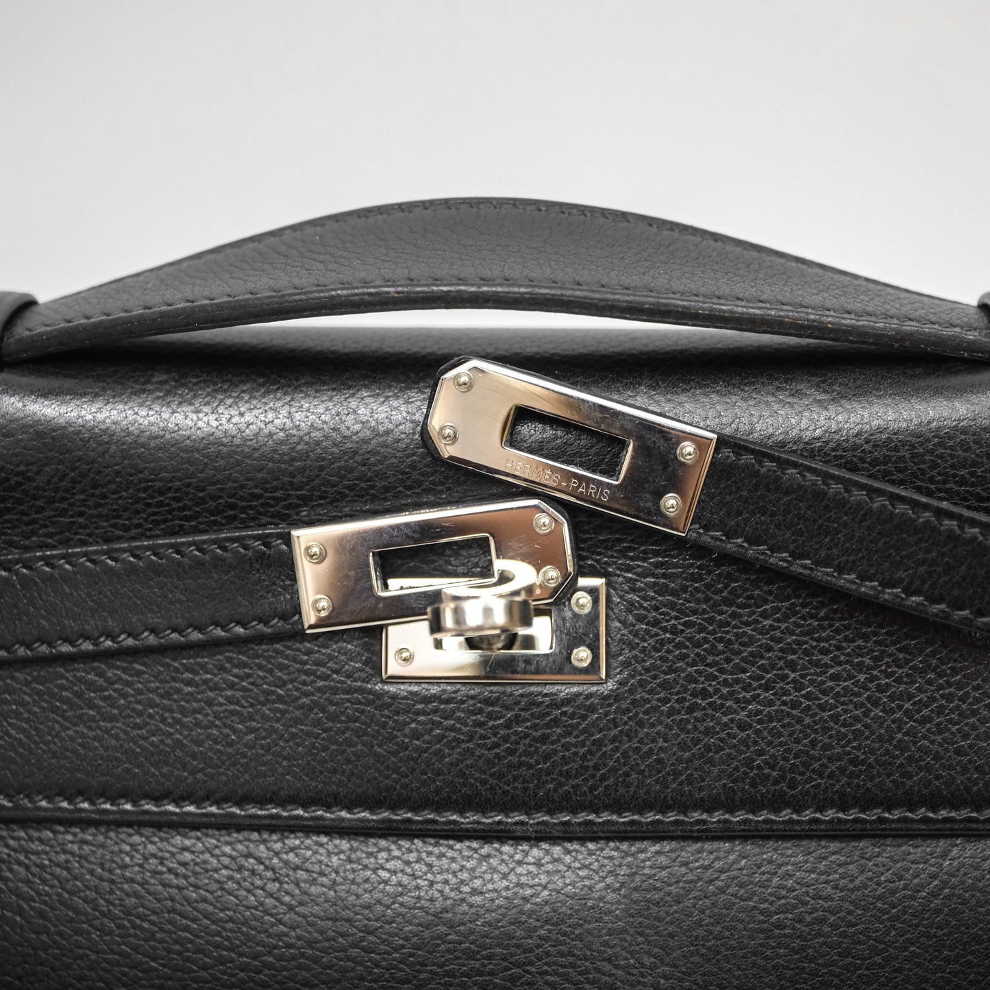 Hermès Kelly Pochette Clutch Black Swift Palladium Hardware