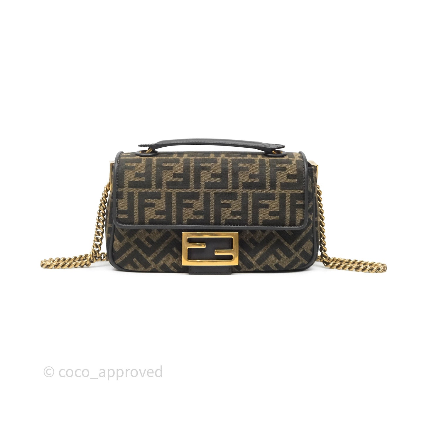 Fendi Baguette Chain Midi Bag Zucca Canvas