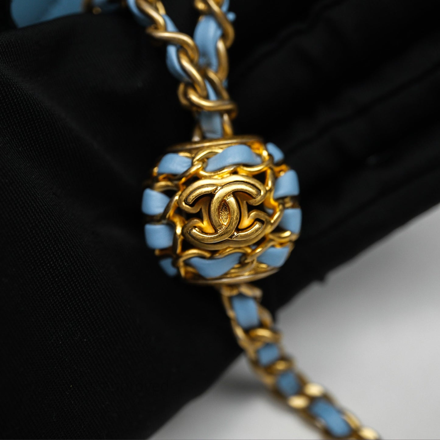 Chanel Mini Rectangular Pearl Crush Quilted Blue Lambskin Aged Gold Hardware