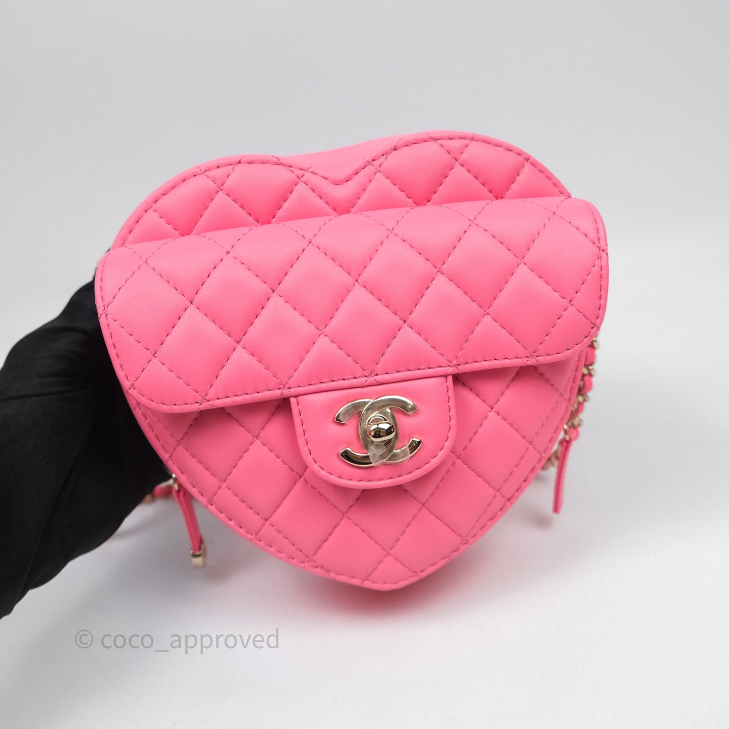 Chanel Large Heart Bag Pink Lambskin Gold Hardware