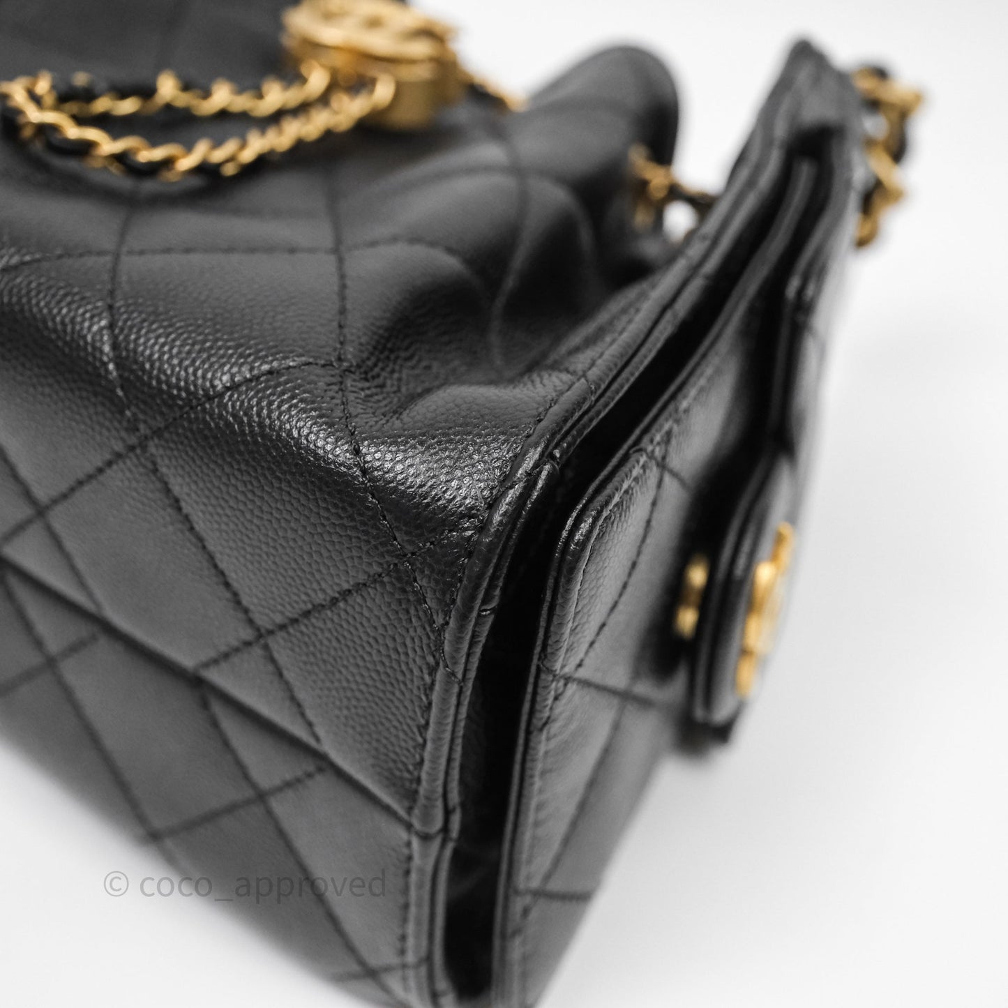Chanel 25 Mini Black Caviar Aged Gold Hardware
