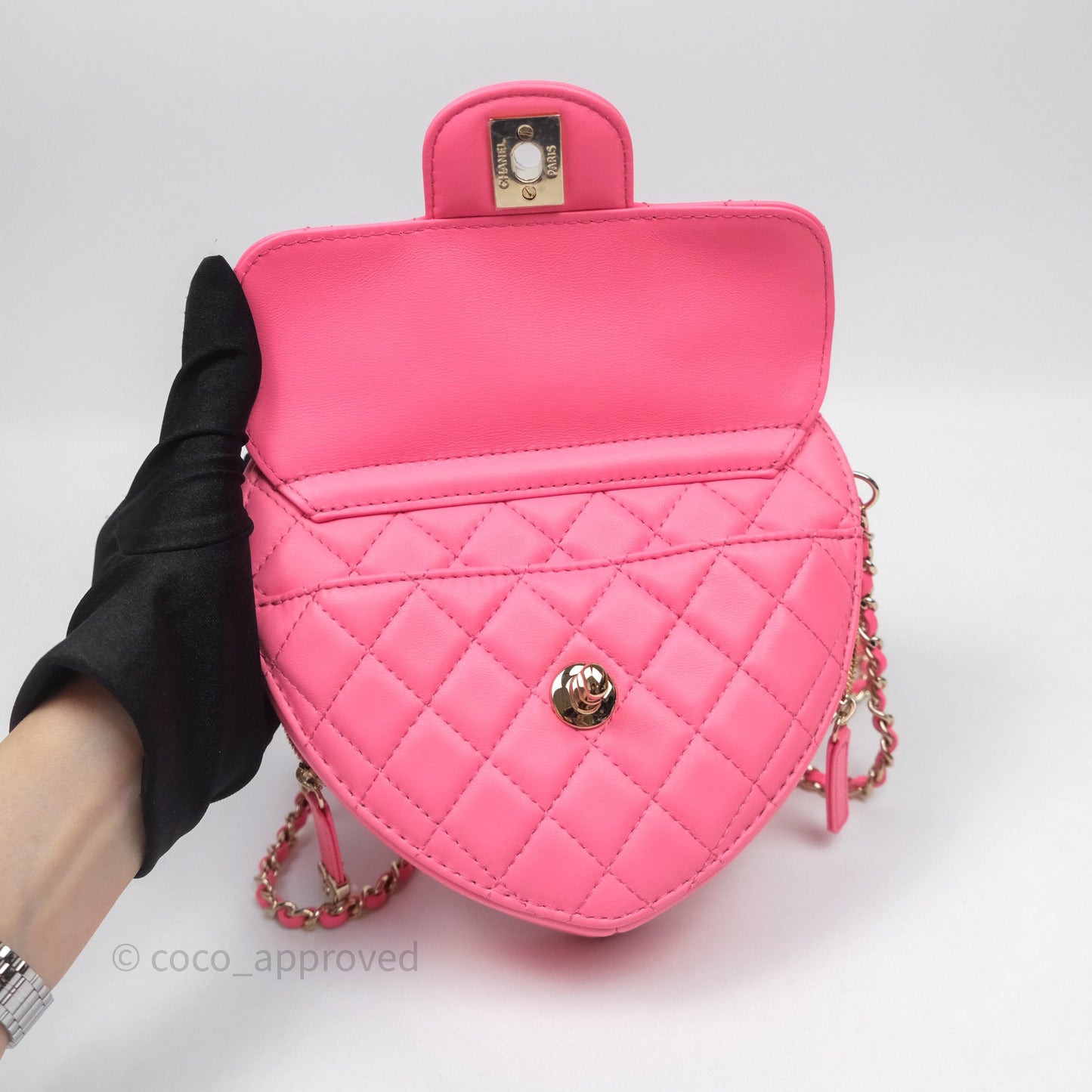 Chanel Large Heart Bag Pink Lambskin Gold Hardware