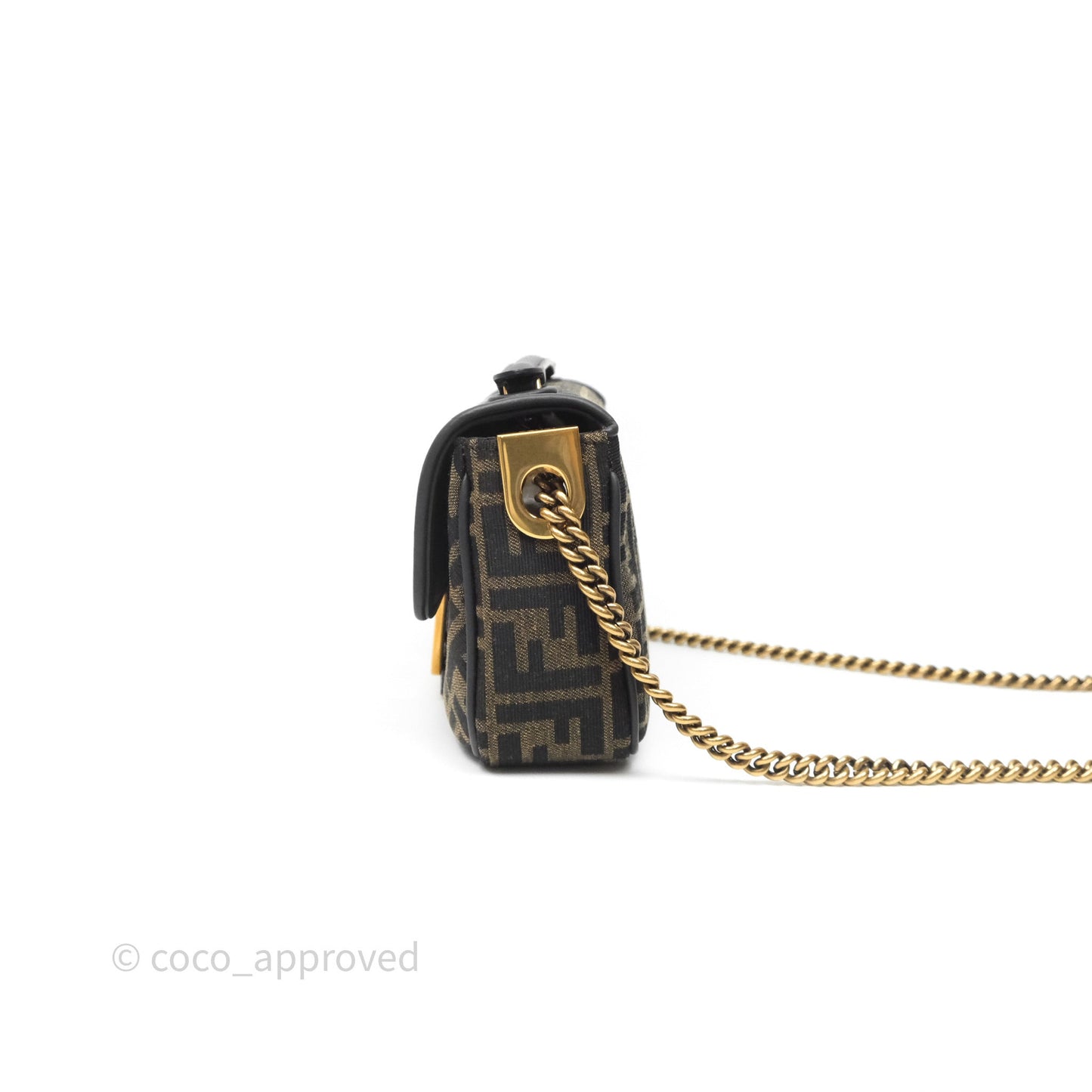 Fendi Baguette Chain Midi Bag Zucca Canvas