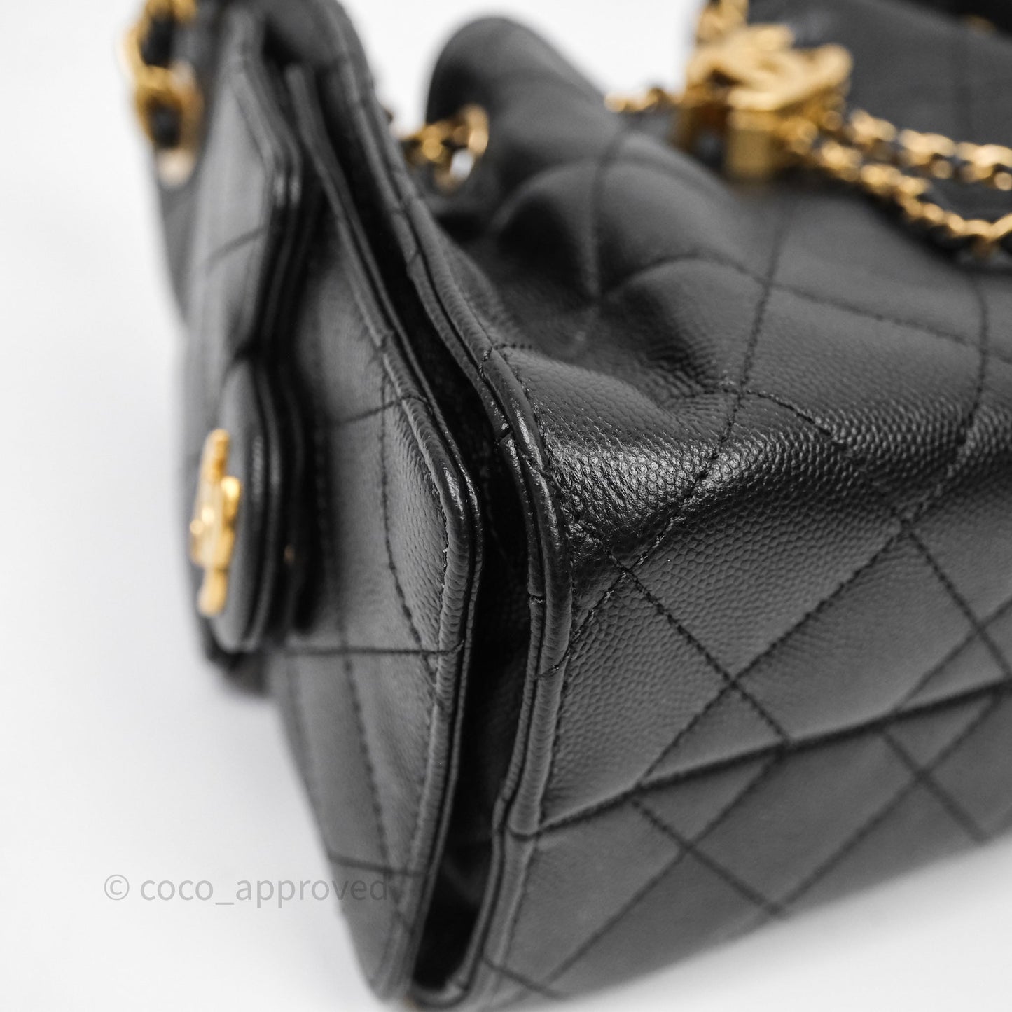 Chanel 25 Mini Black Caviar Aged Gold Hardware