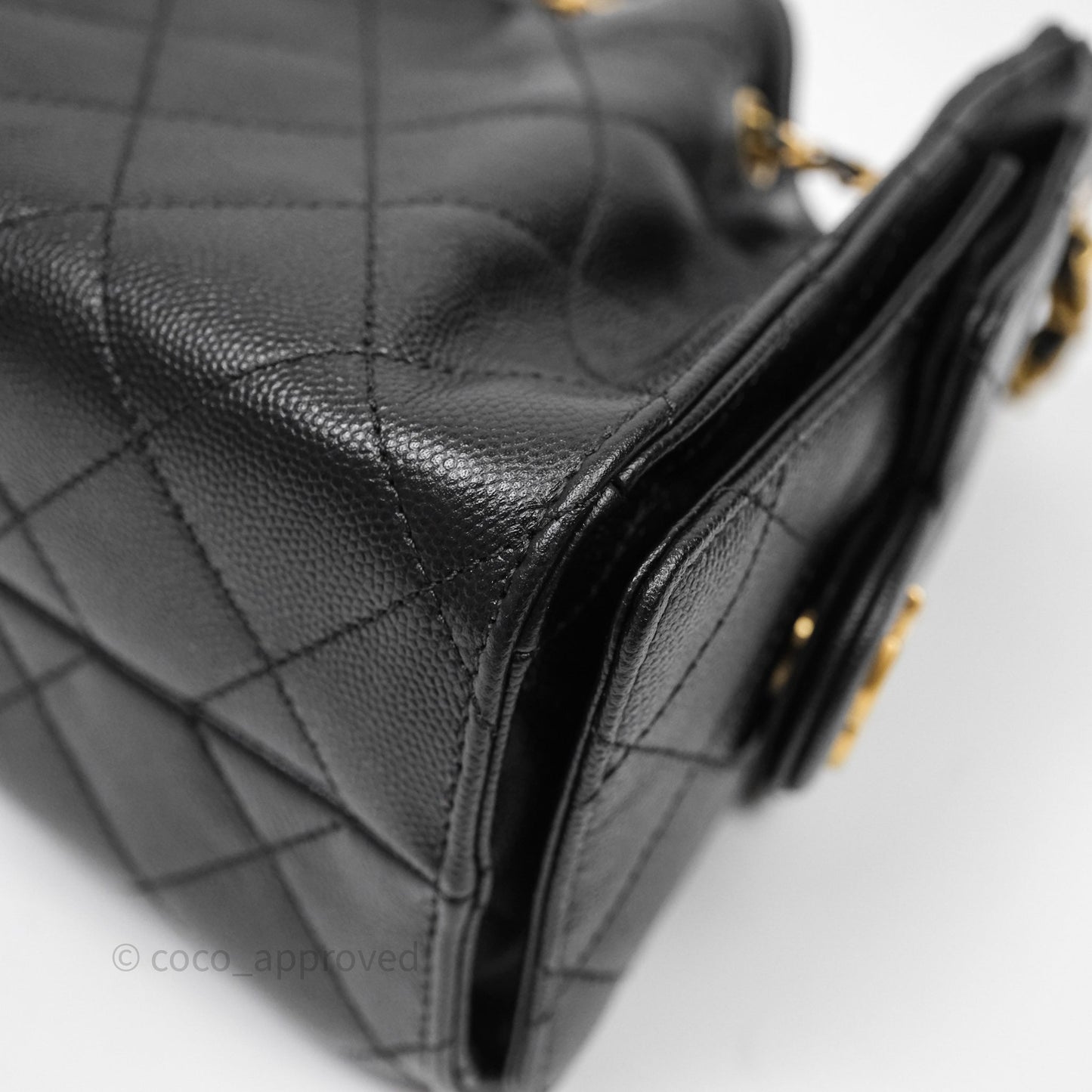 Chanel 25 Mini Black Caviar Aged Gold Hardware