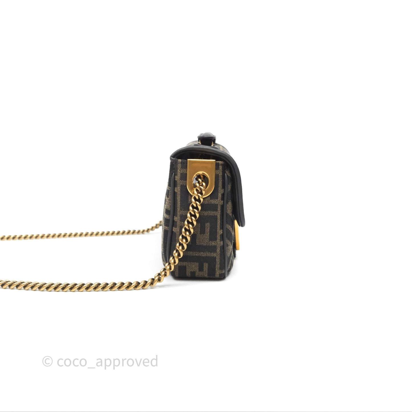 Fendi Baguette Chain Midi Bag Zucca Canvas