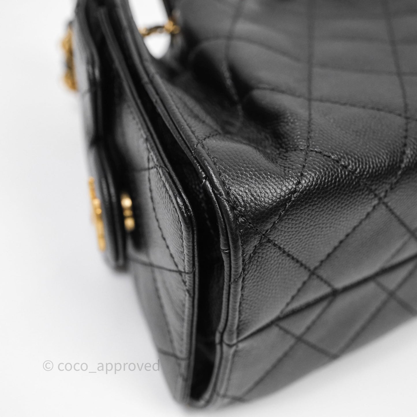 Chanel 25 Mini Black Caviar Aged Gold Hardware