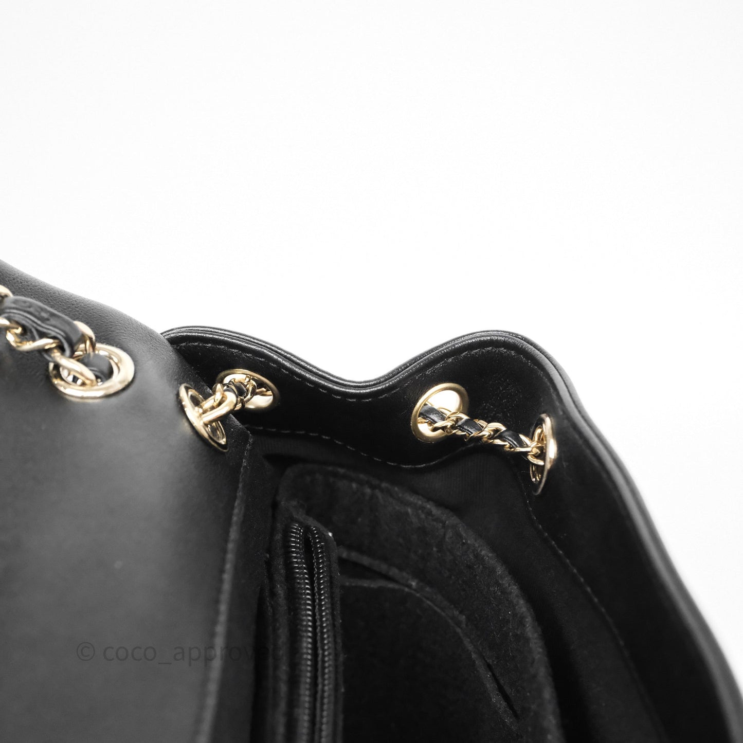 Chanel Duma Backpack Medium Black Calfskin Gold Hardware
