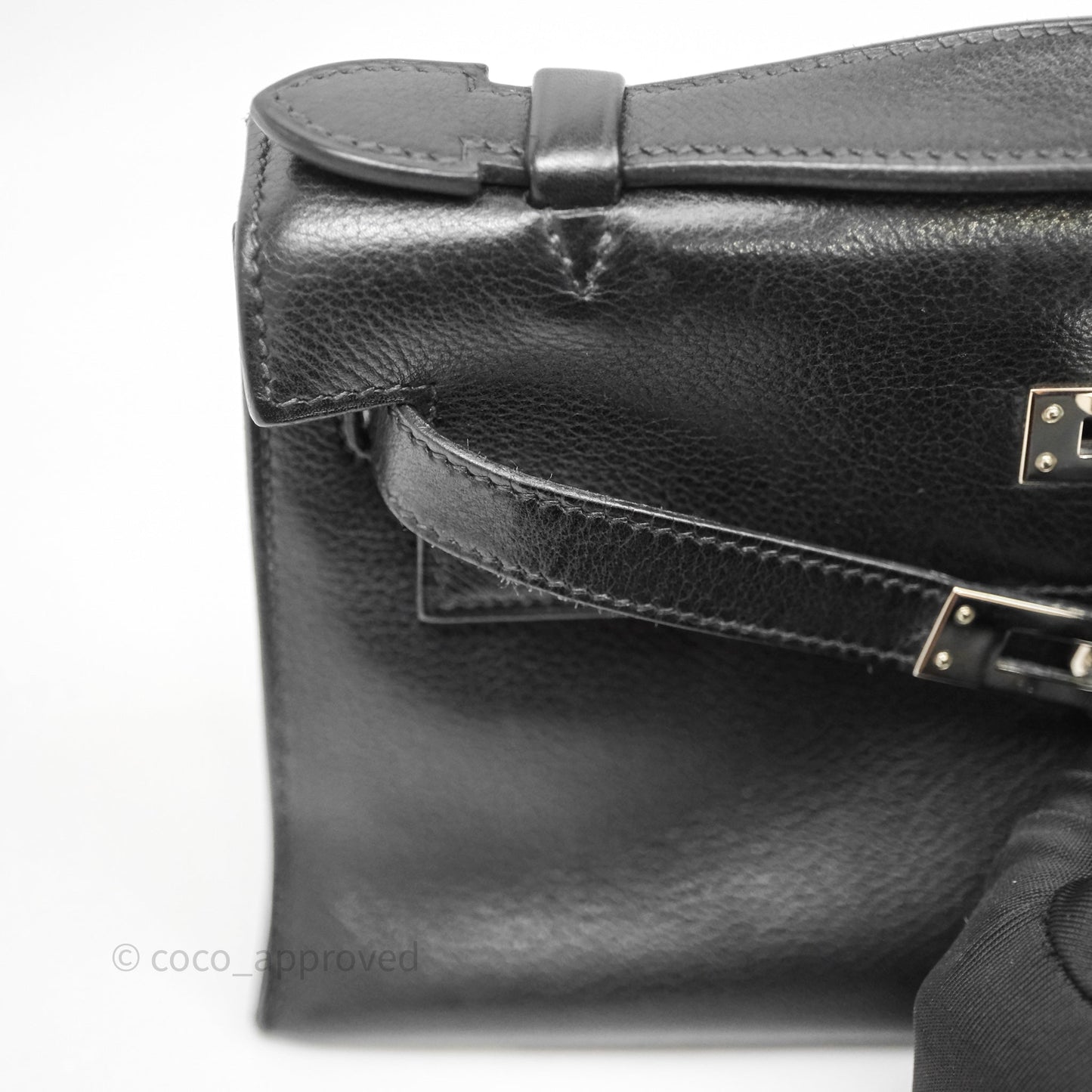 Hermès Kelly Pochette Clutch Black Swift Palladium Hardware