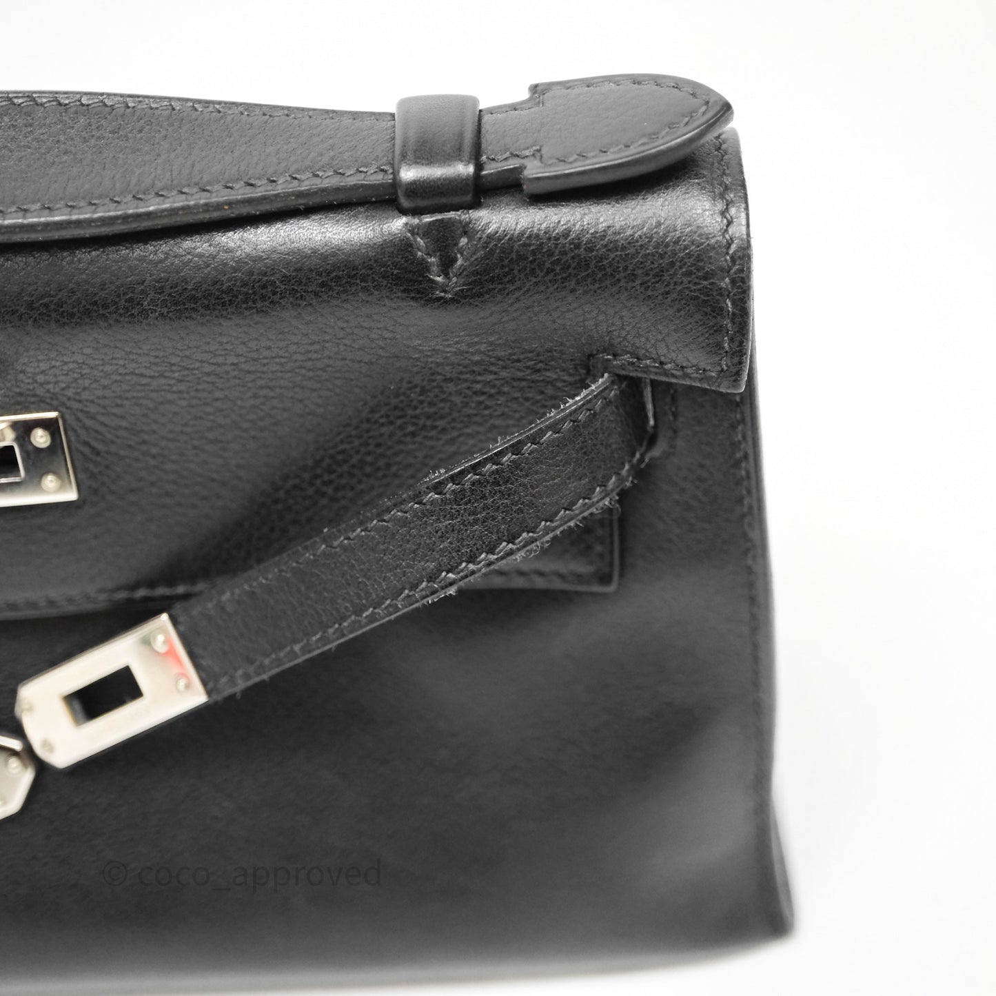 Hermès Kelly Pochette Clutch Black Swift Palladium Hardware