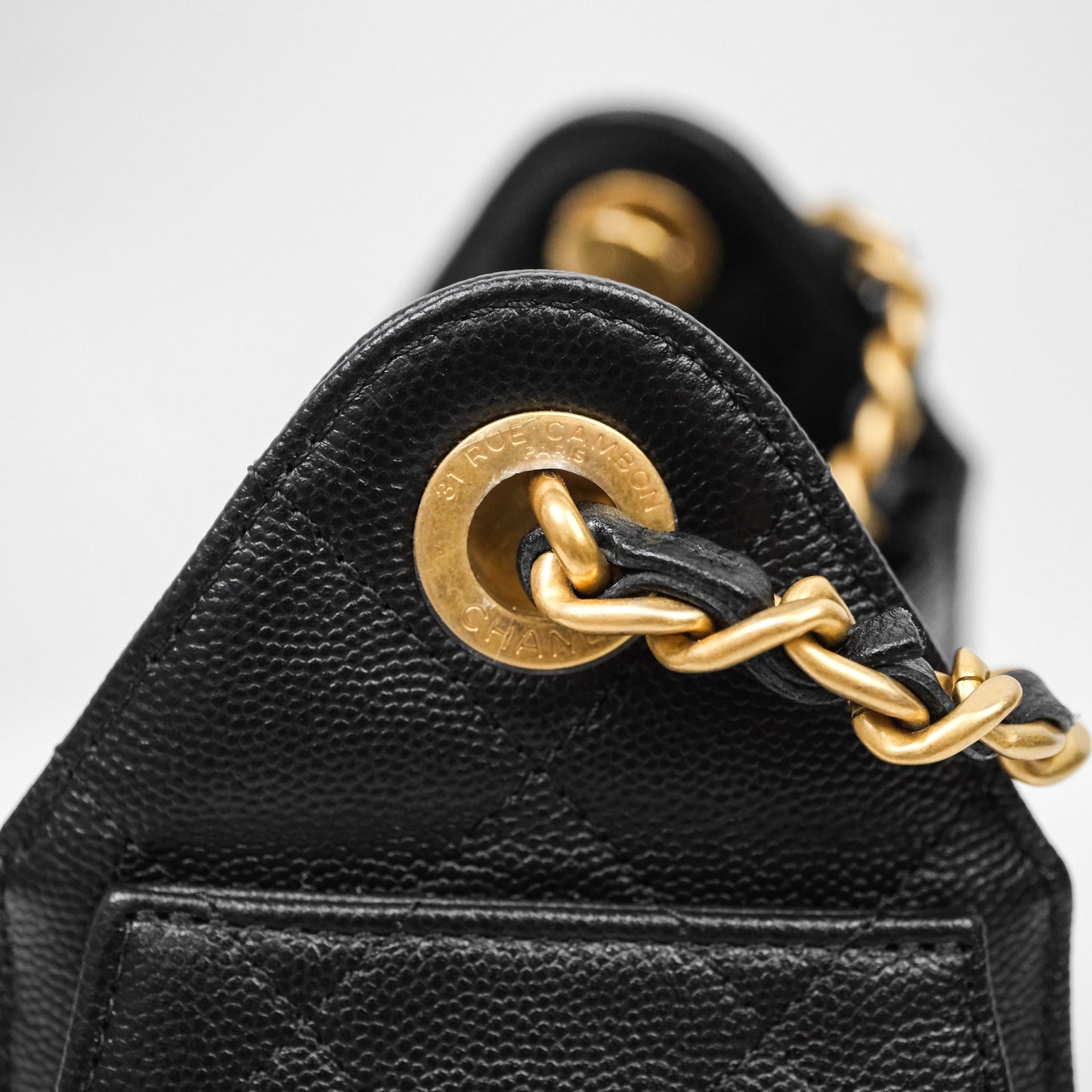 Chanel 25 Mini Black Caviar Aged Gold Hardware