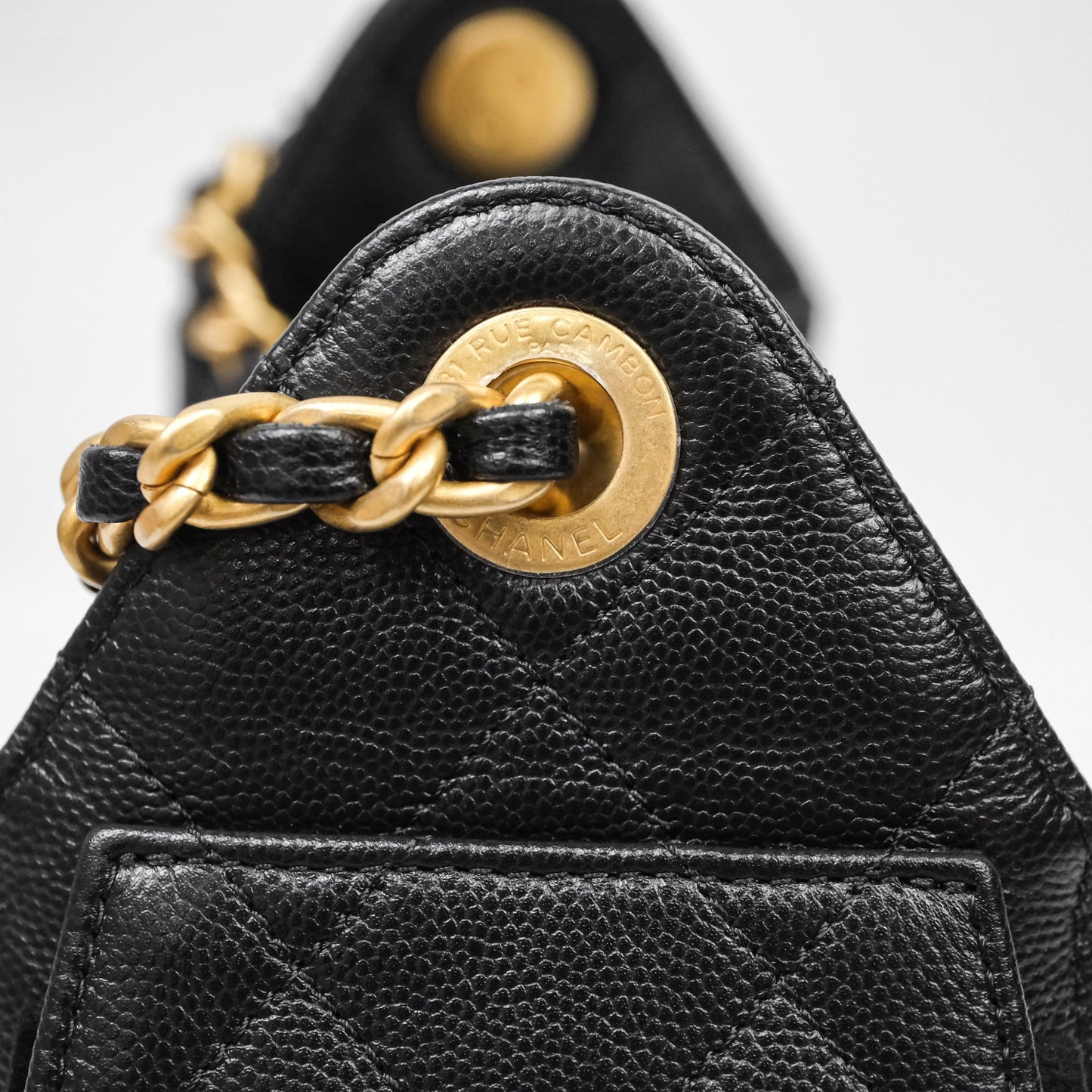 Chanel 25 Mini Black Caviar Aged Gold Hardware
