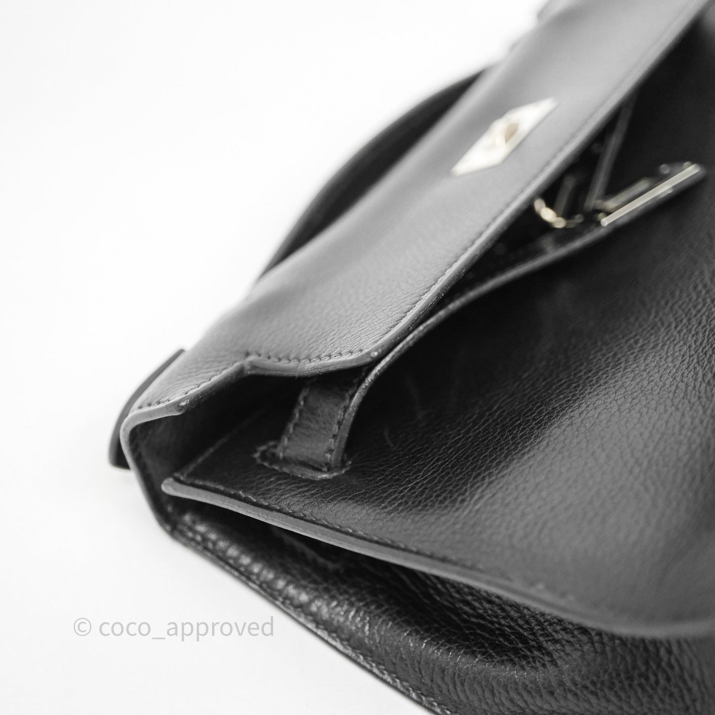 Hermès Kelly Pochette Clutch Black Swift Palladium Hardware