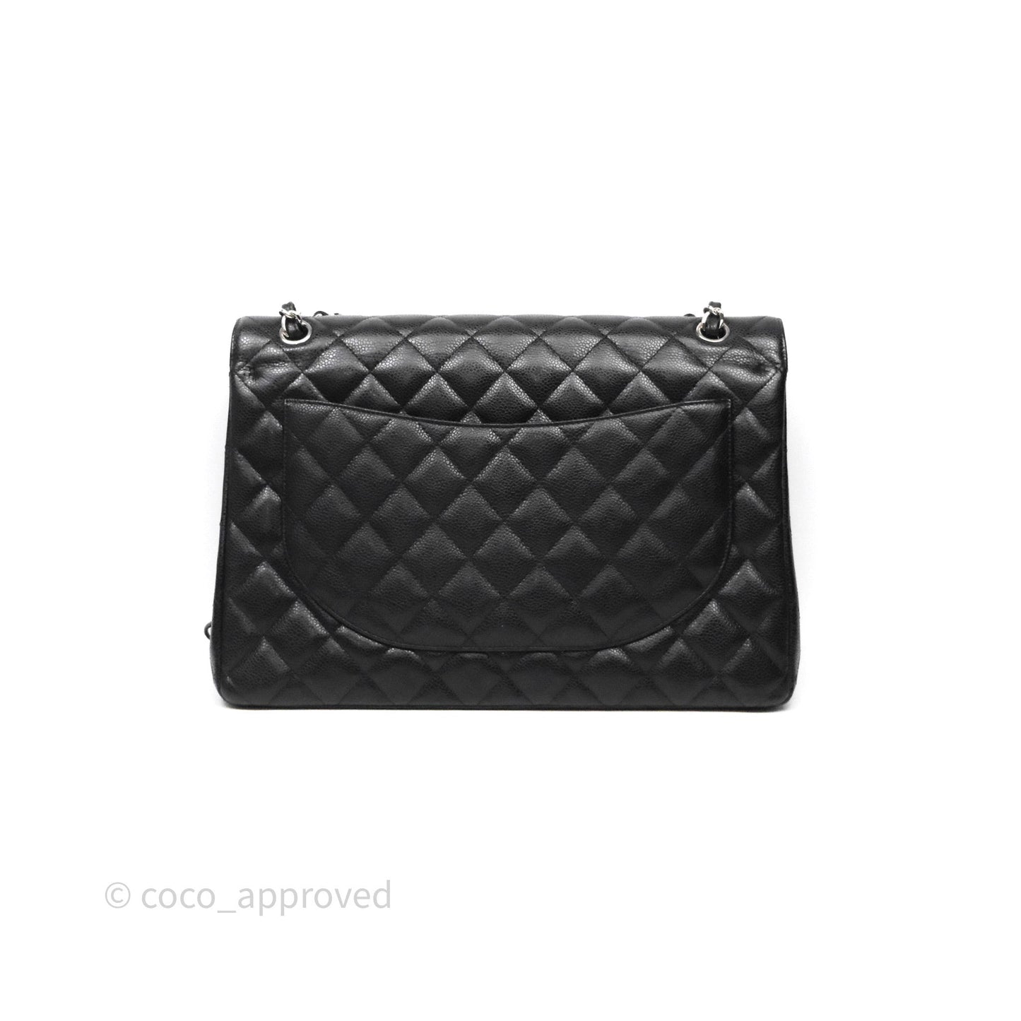 Chanel Quilted Maxi Double Flap Black Caviar Silver Hardware