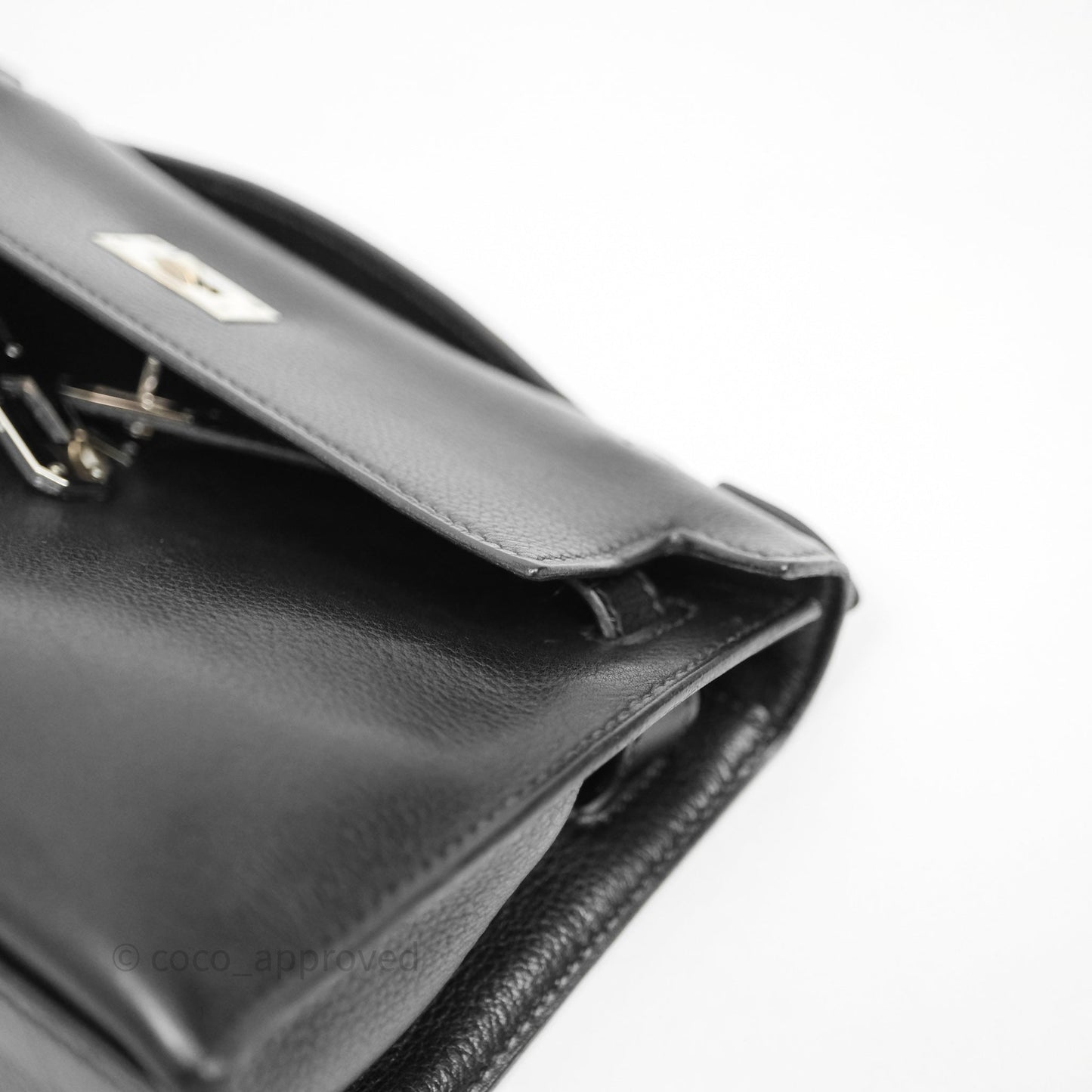 Hermès Kelly Pochette Clutch Black Swift Palladium Hardware