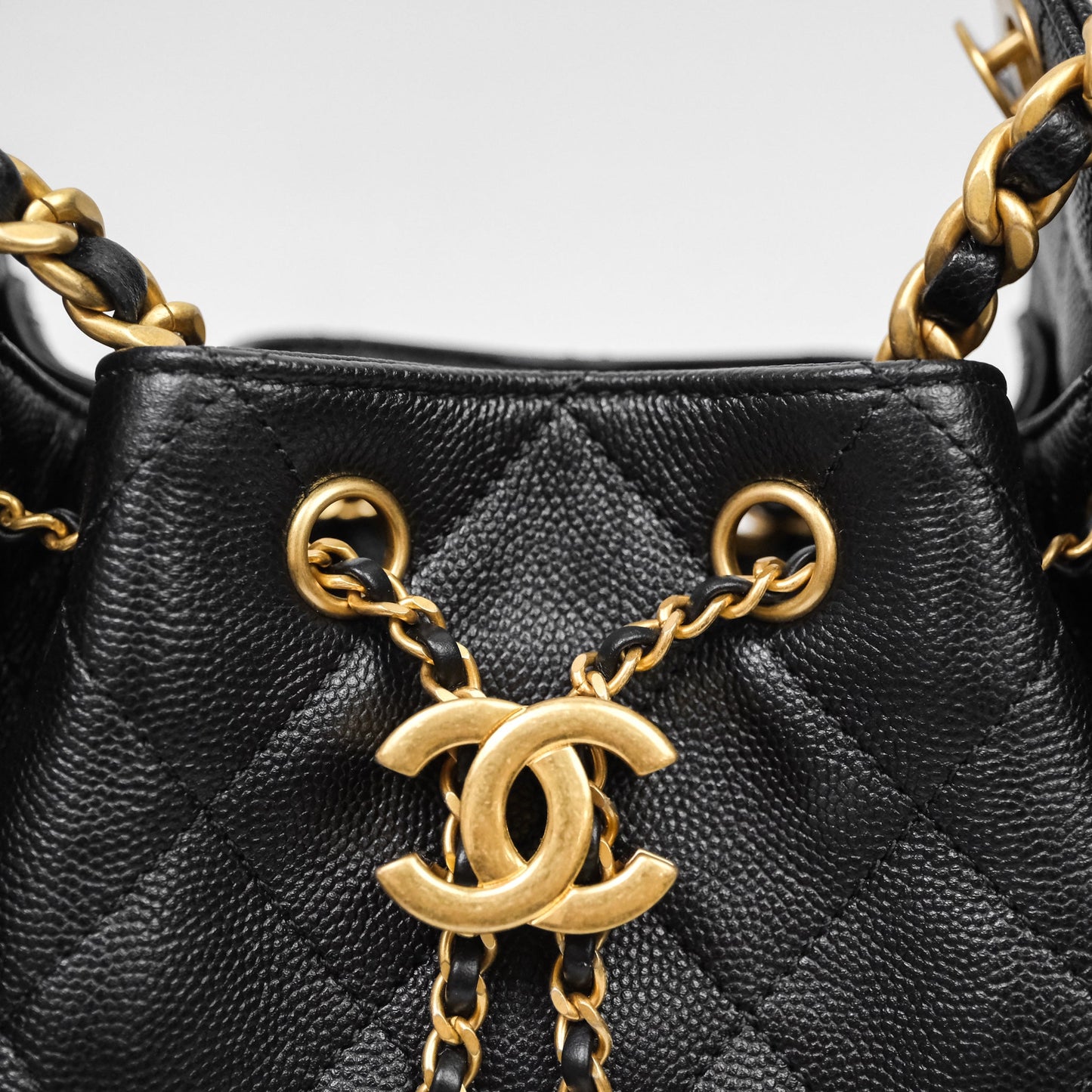 Chanel 25 Mini Black Caviar Aged Gold Hardware