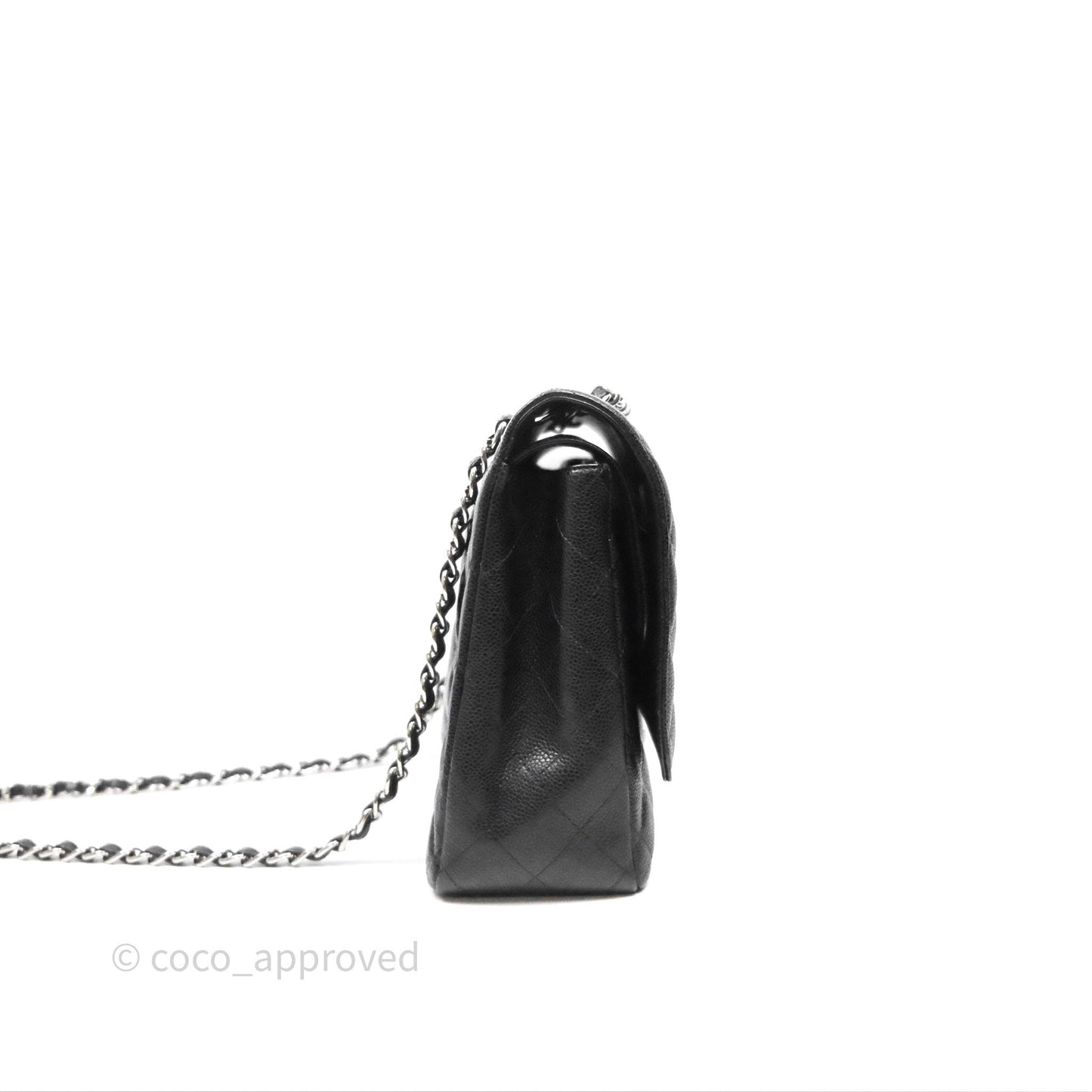 Chanel Quilted Maxi Double Flap Black Caviar Silver Hardware