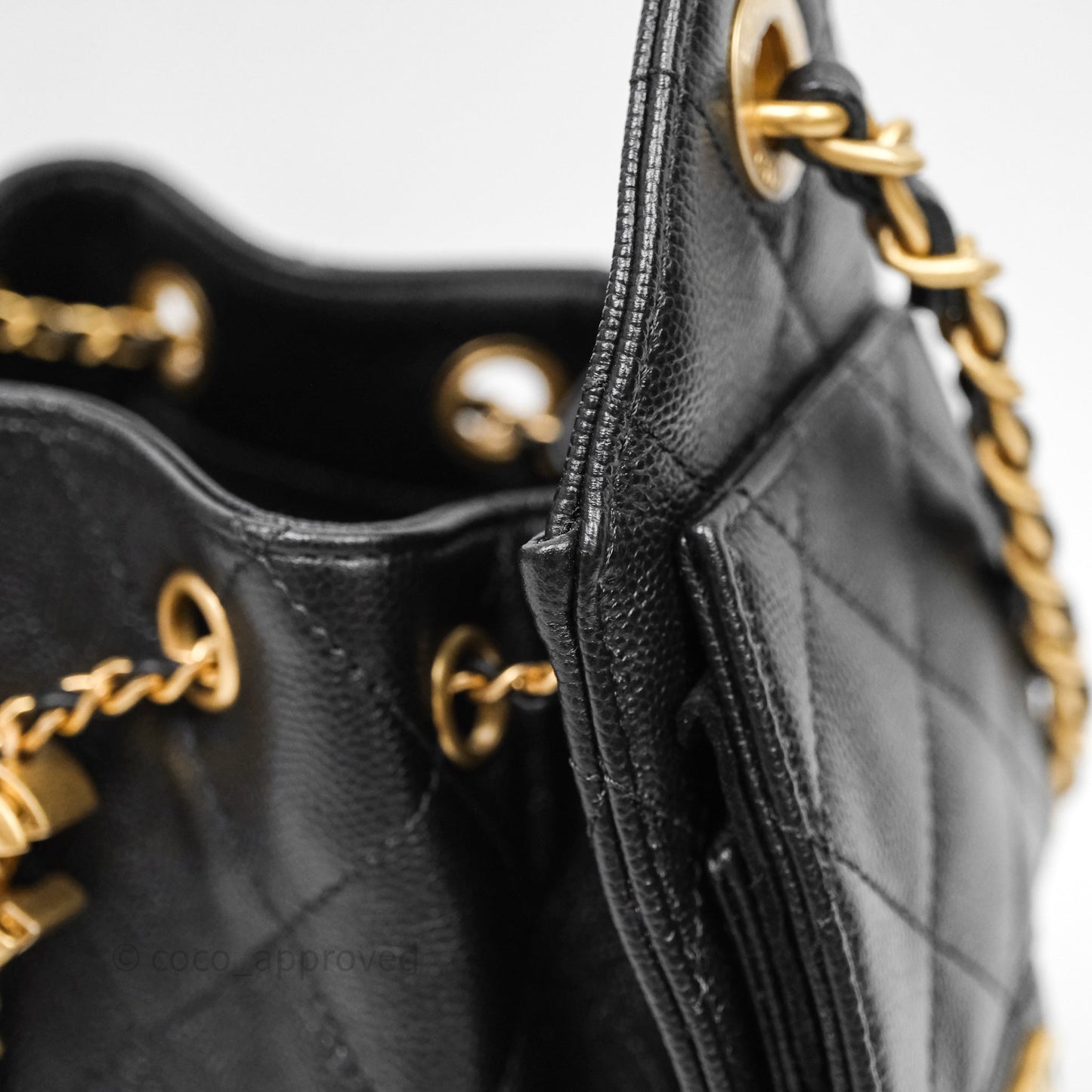 Chanel 25 Mini Black Caviar Aged Gold Hardware