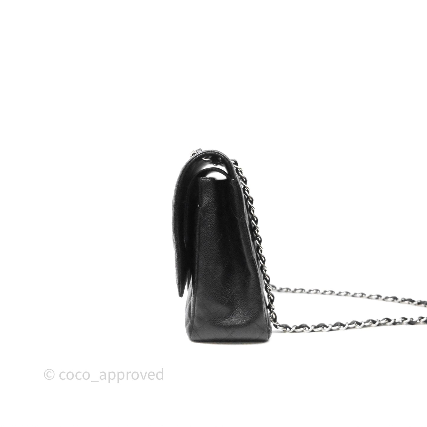 Chanel Quilted Maxi Double Flap Black Caviar Silver Hardware