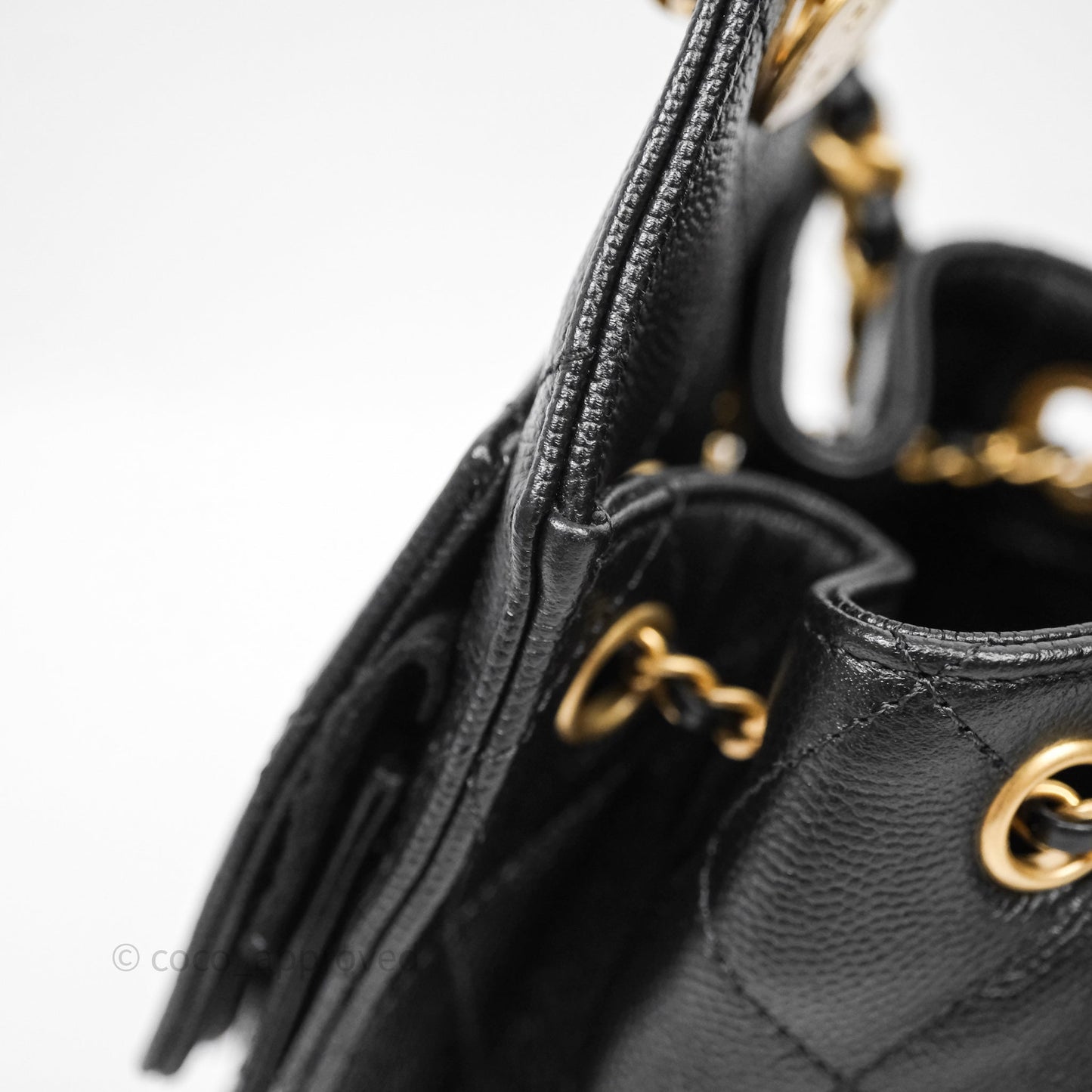 Chanel 25 Mini Black Caviar Aged Gold Hardware