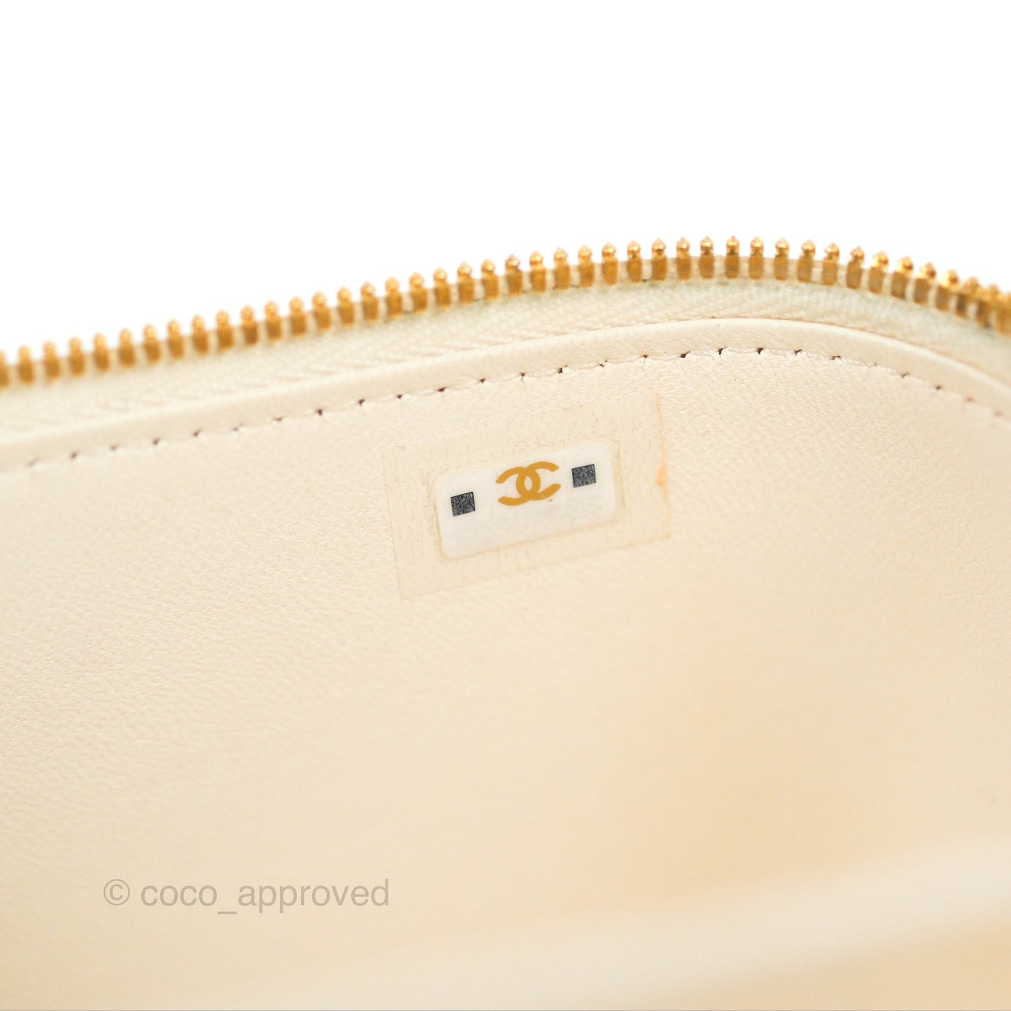Chanel Vanity with COCO Heart Chain White Lambskin Aged Gold Hardware