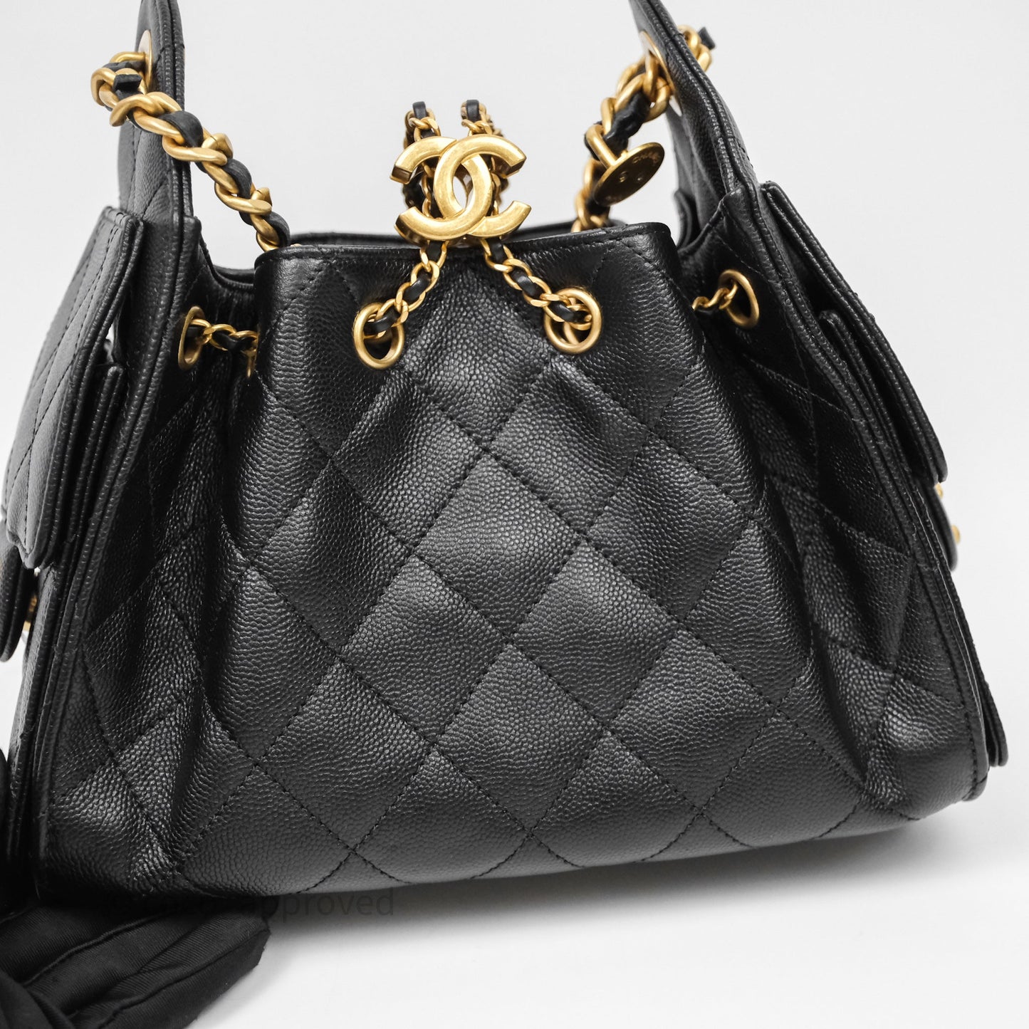 Chanel 25 Mini Black Caviar Aged Gold Hardware