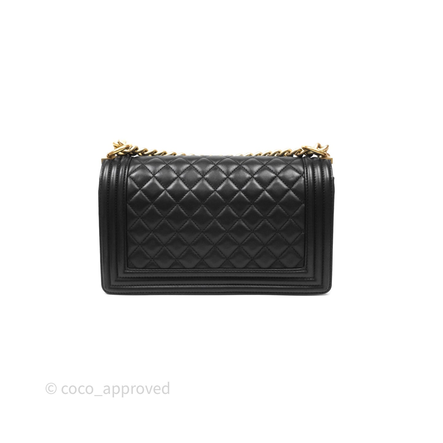 Chanel Medium Boy Quilted Black Lambskin Aged Gold Hardware
