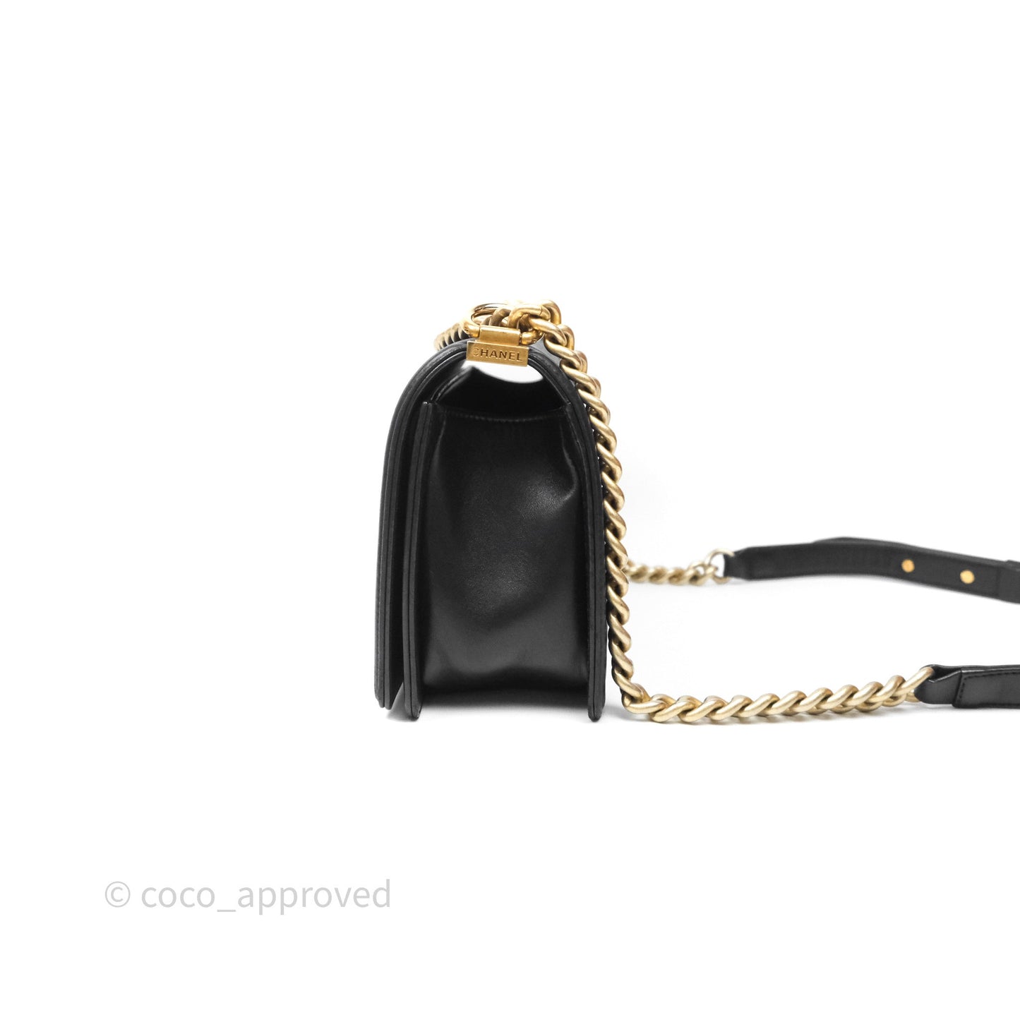 Chanel Medium Boy Quilted Black Lambskin Aged Gold Hardware