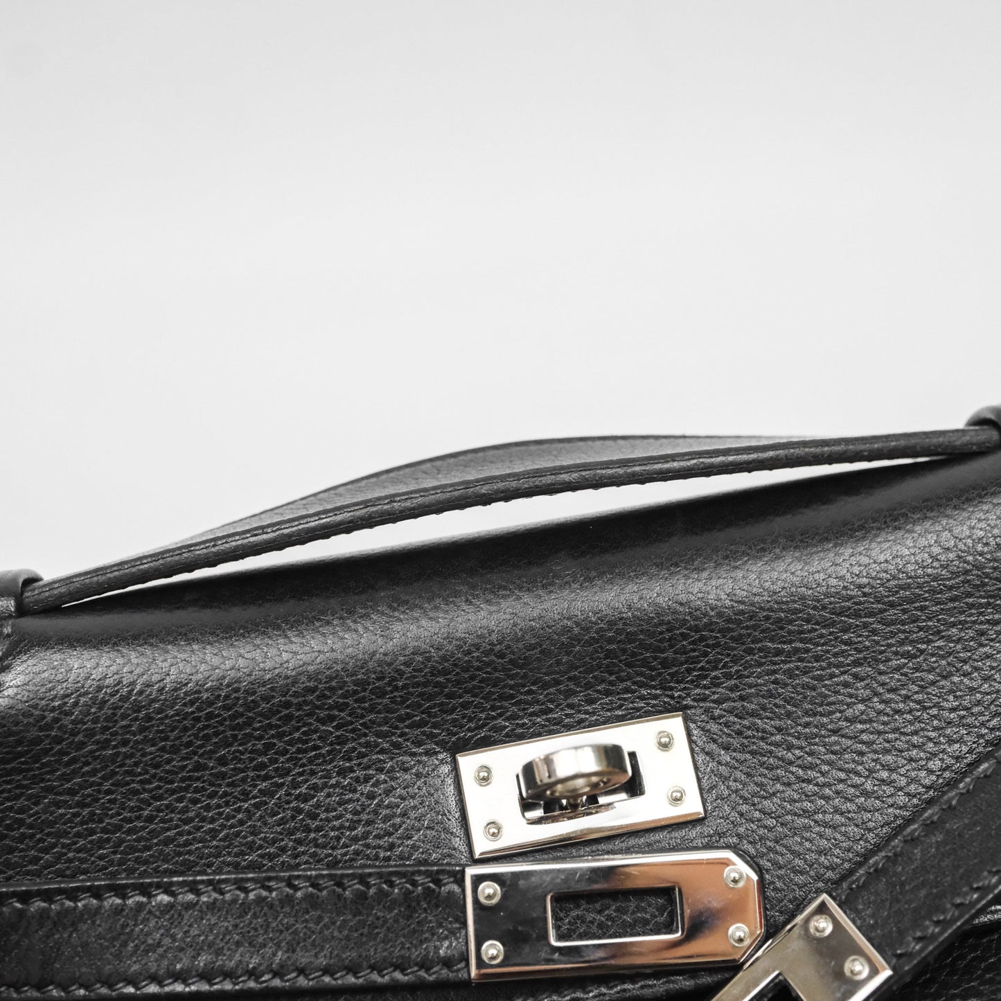 Hermès Kelly Pochette Clutch Black Swift Palladium Hardware