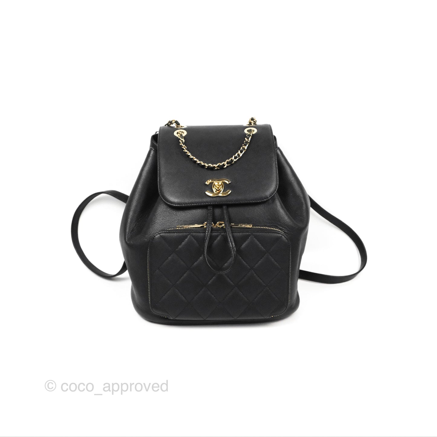 Chanel Quilted Business Affinity Backpack Black Caviar Gold Hardware