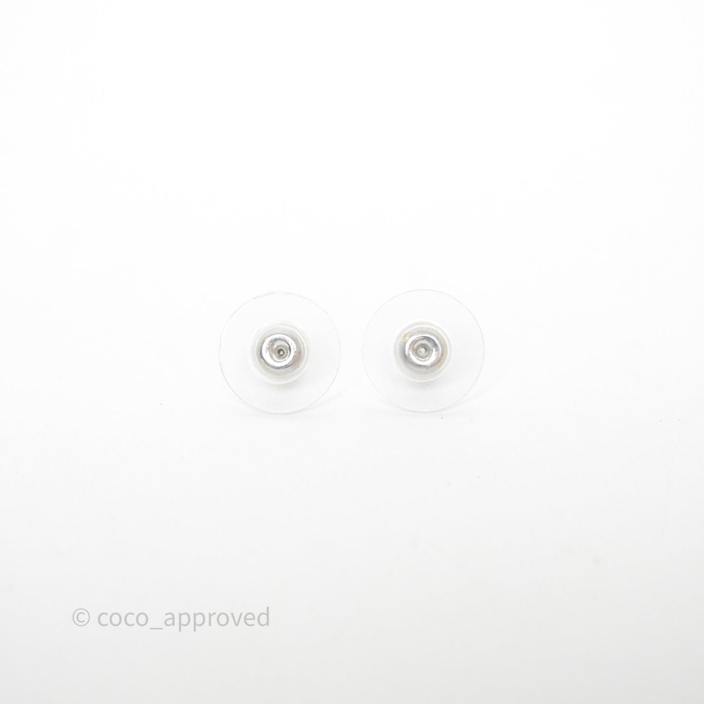 Chanel Crystal CC Camellia Earrings Silver Tone 21V