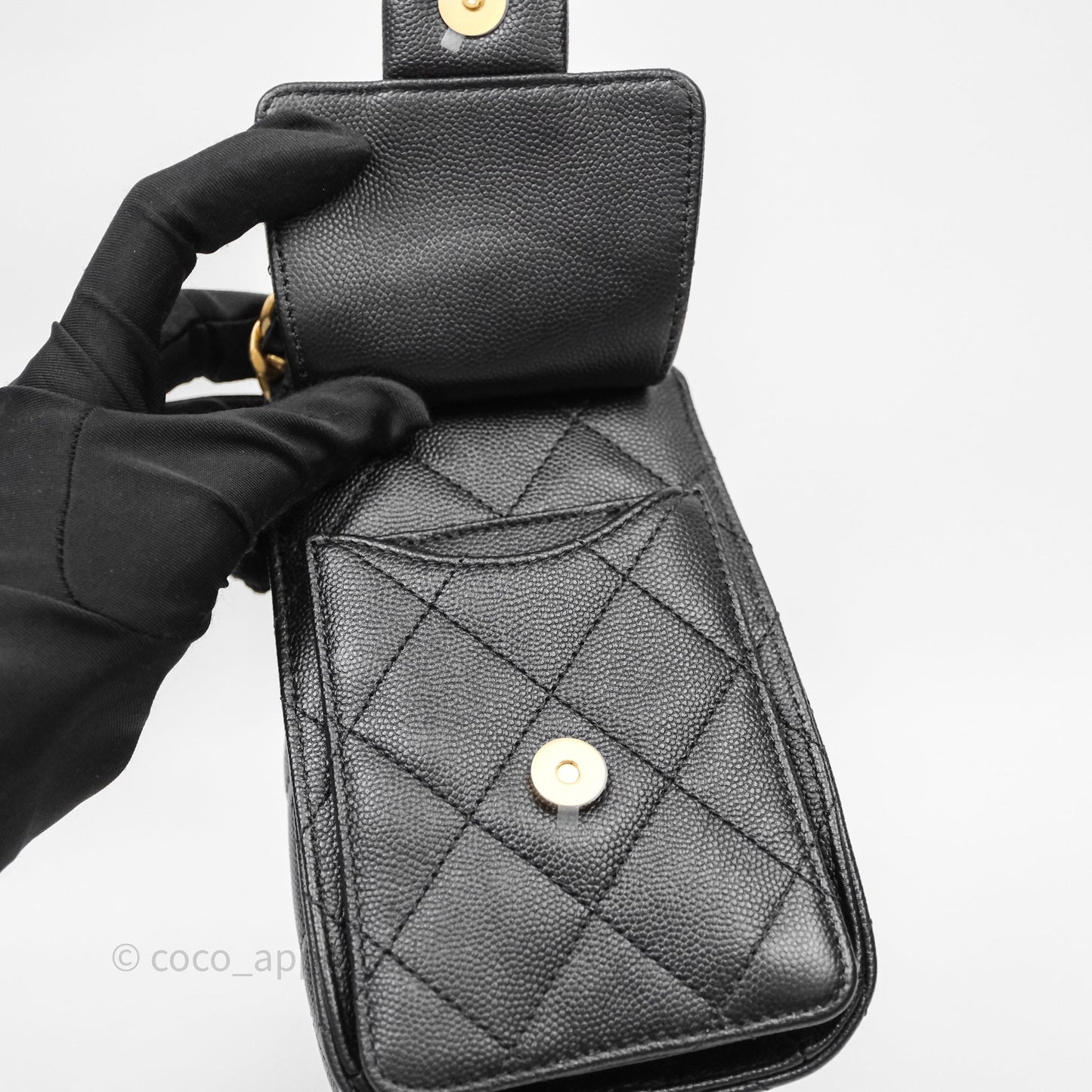 Chanel 25 Mini Black Caviar Aged Gold Hardware