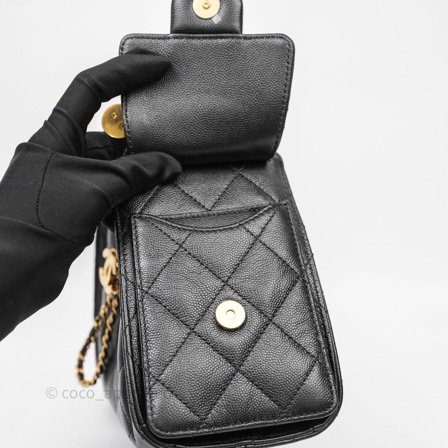 Chanel 25 Mini Black Caviar Aged Gold Hardware